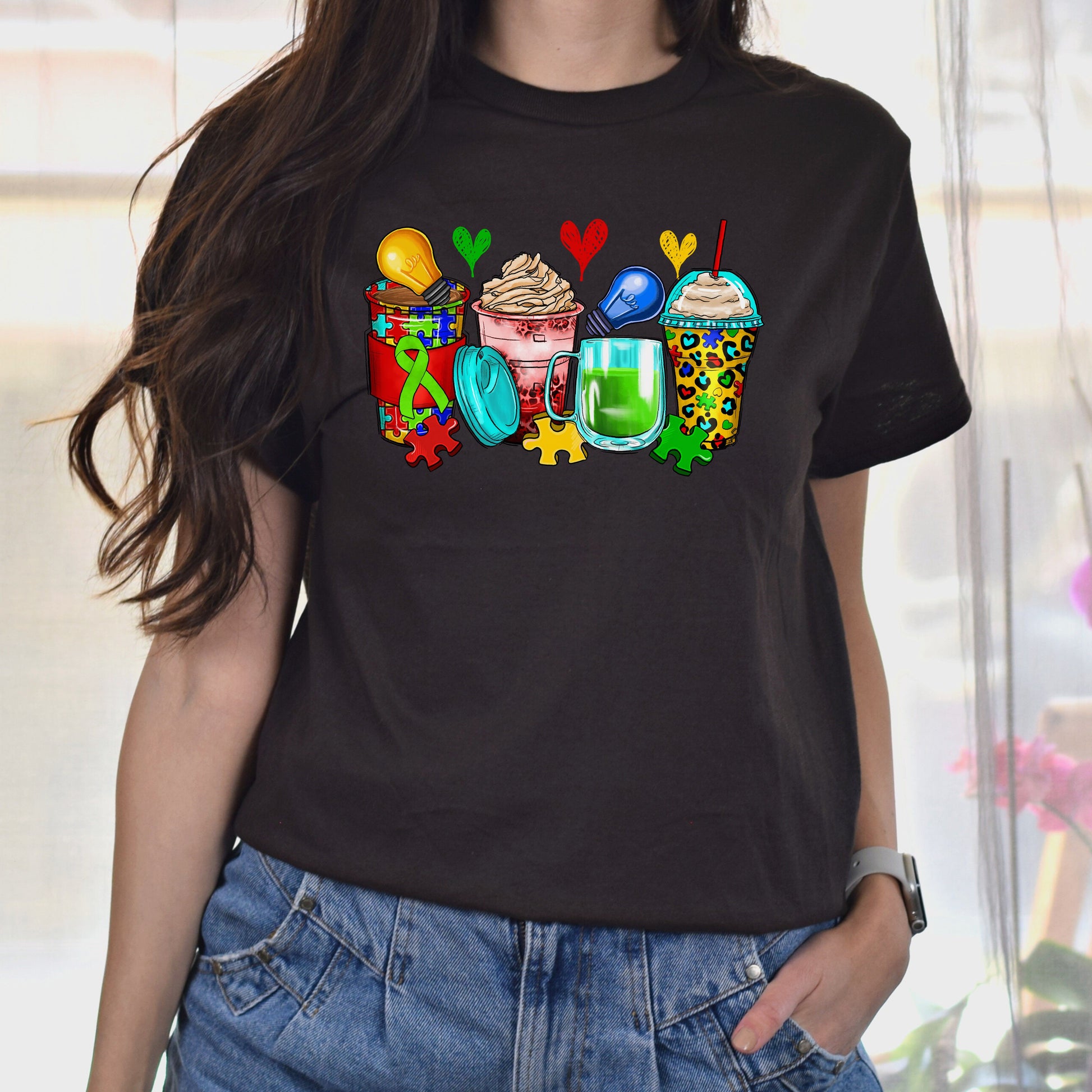 Autism awareness and coffee cups unisex tshirt S-5XL-Family-Gift-Planet