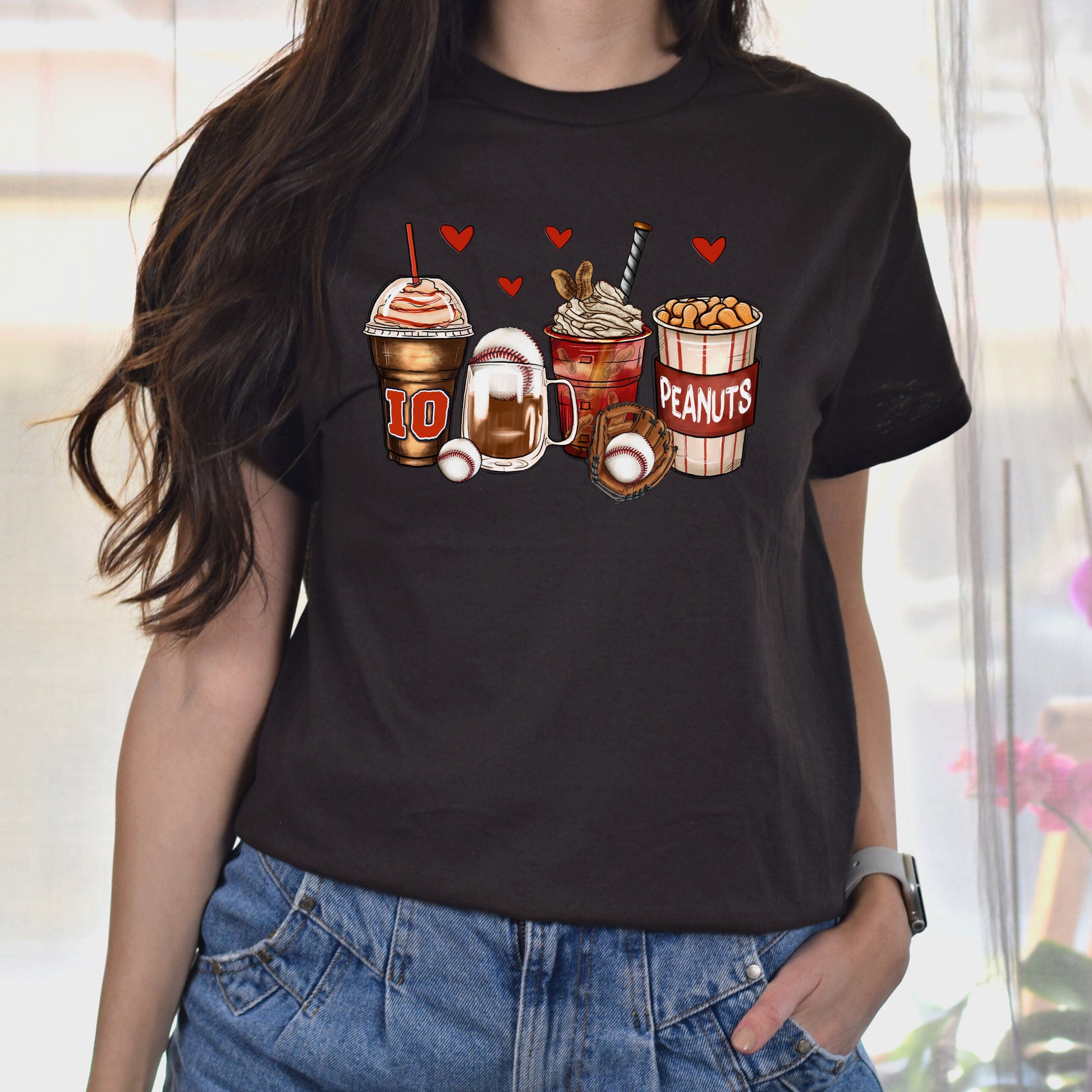 Baseball and coffee cups unisex tshirt baseball lover S-5XL-Family-Gift-Planet