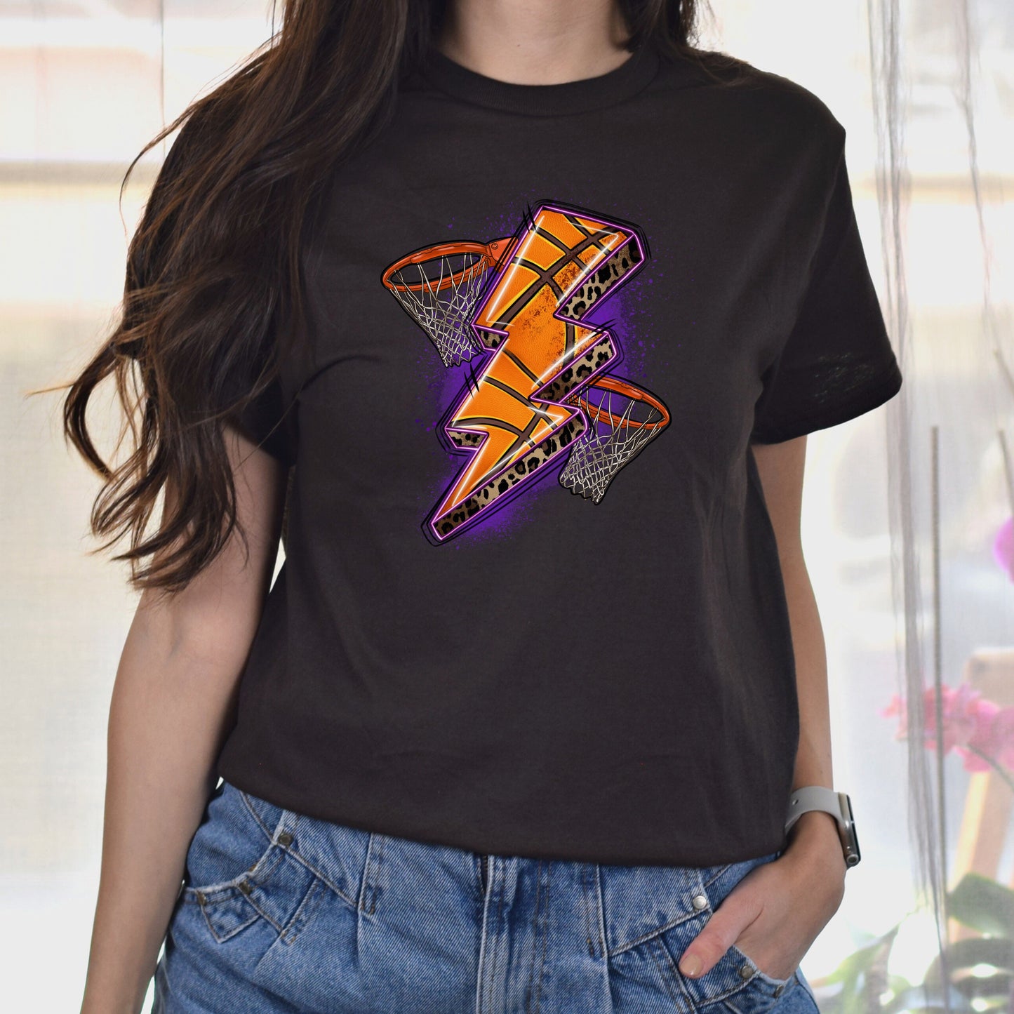 Basketball lightning bolt Unisex t-shirt basketball player tee basketball coach gift-Family-Gift-Planet