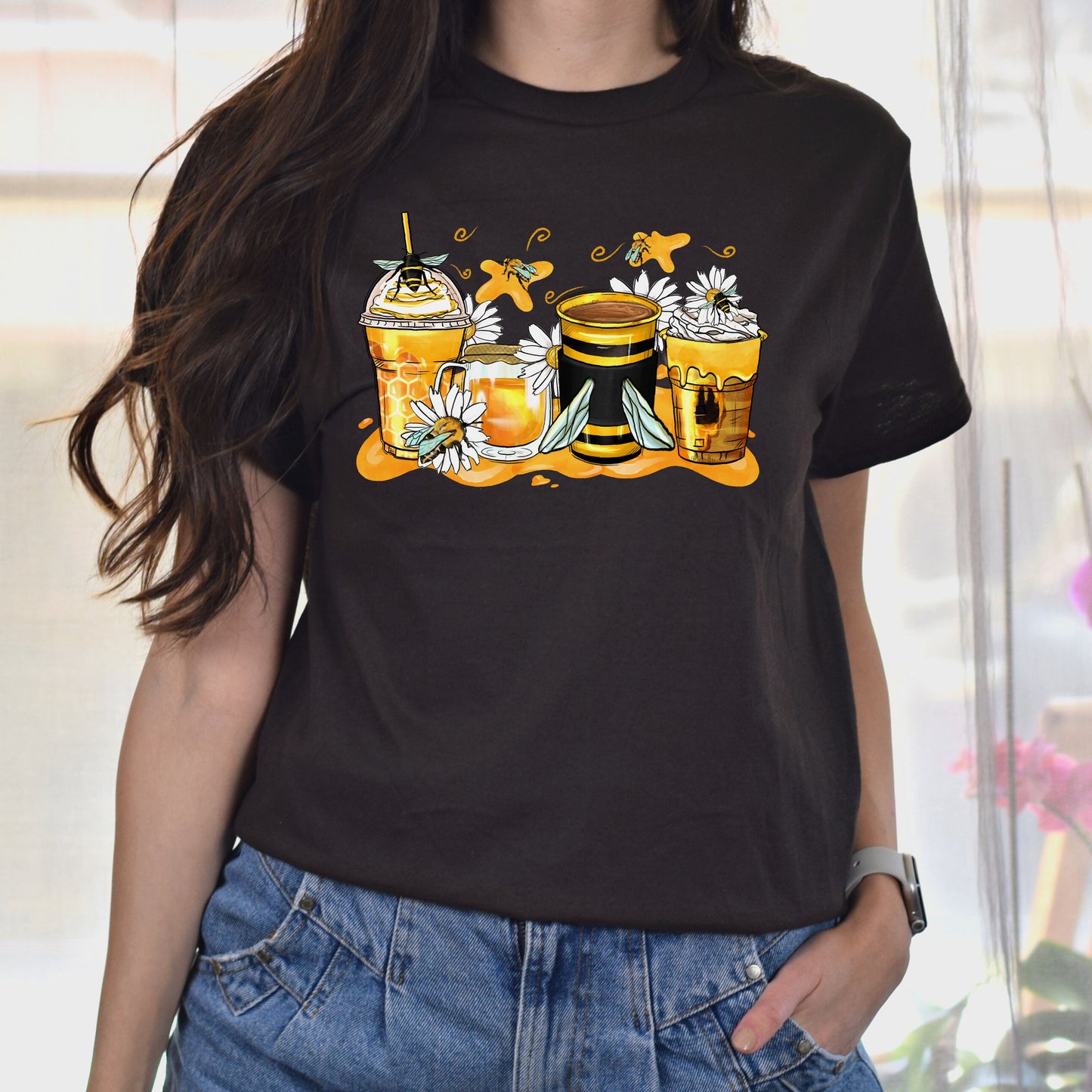 Bumble bee and coffee cups unisex tshirt bee owner tee S-5XL-Family-Gift-Planet