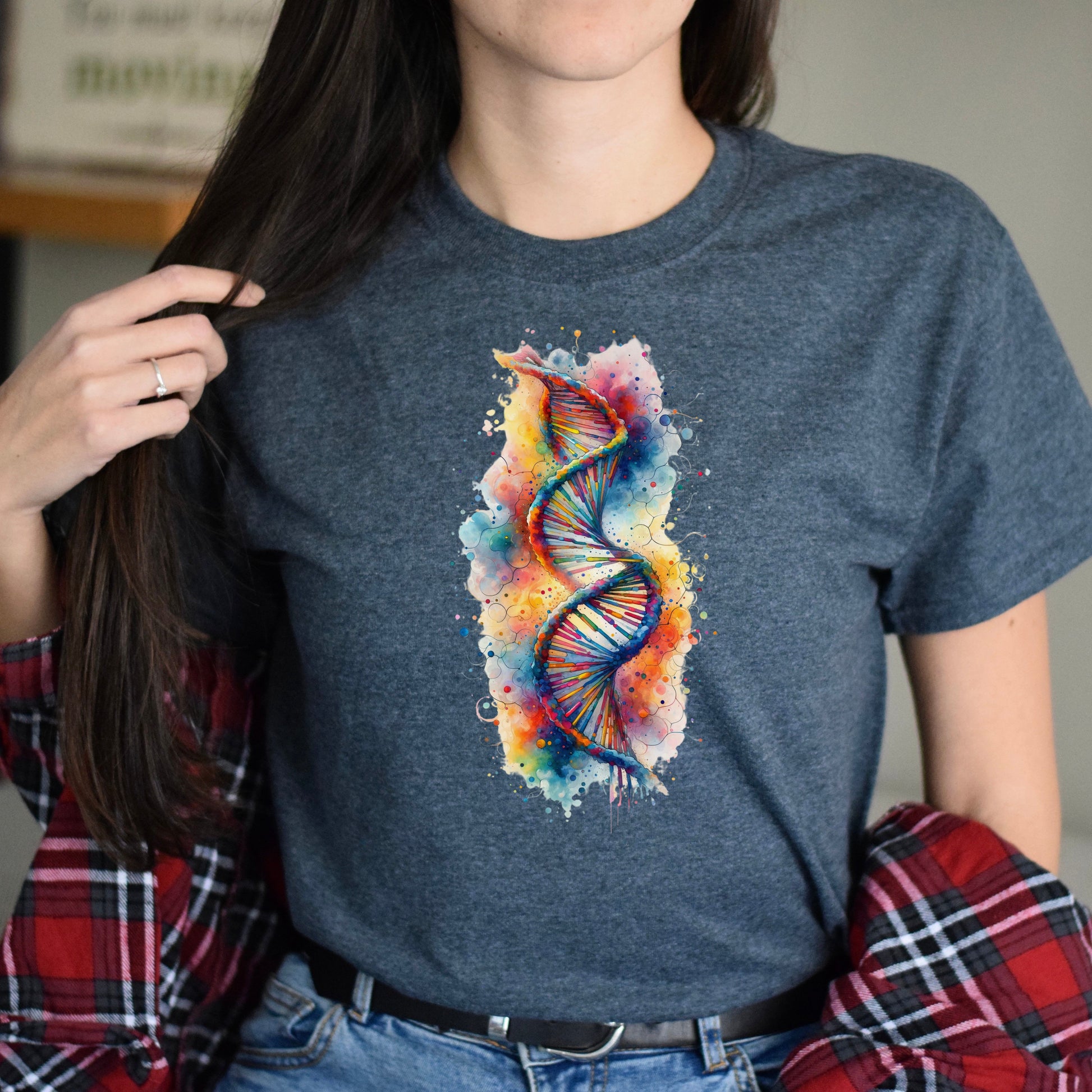 Abstract DNA Color Splash Unisex T-shirt Black Navy Dark Heather-Dark Heather-Family-Gift-Planet