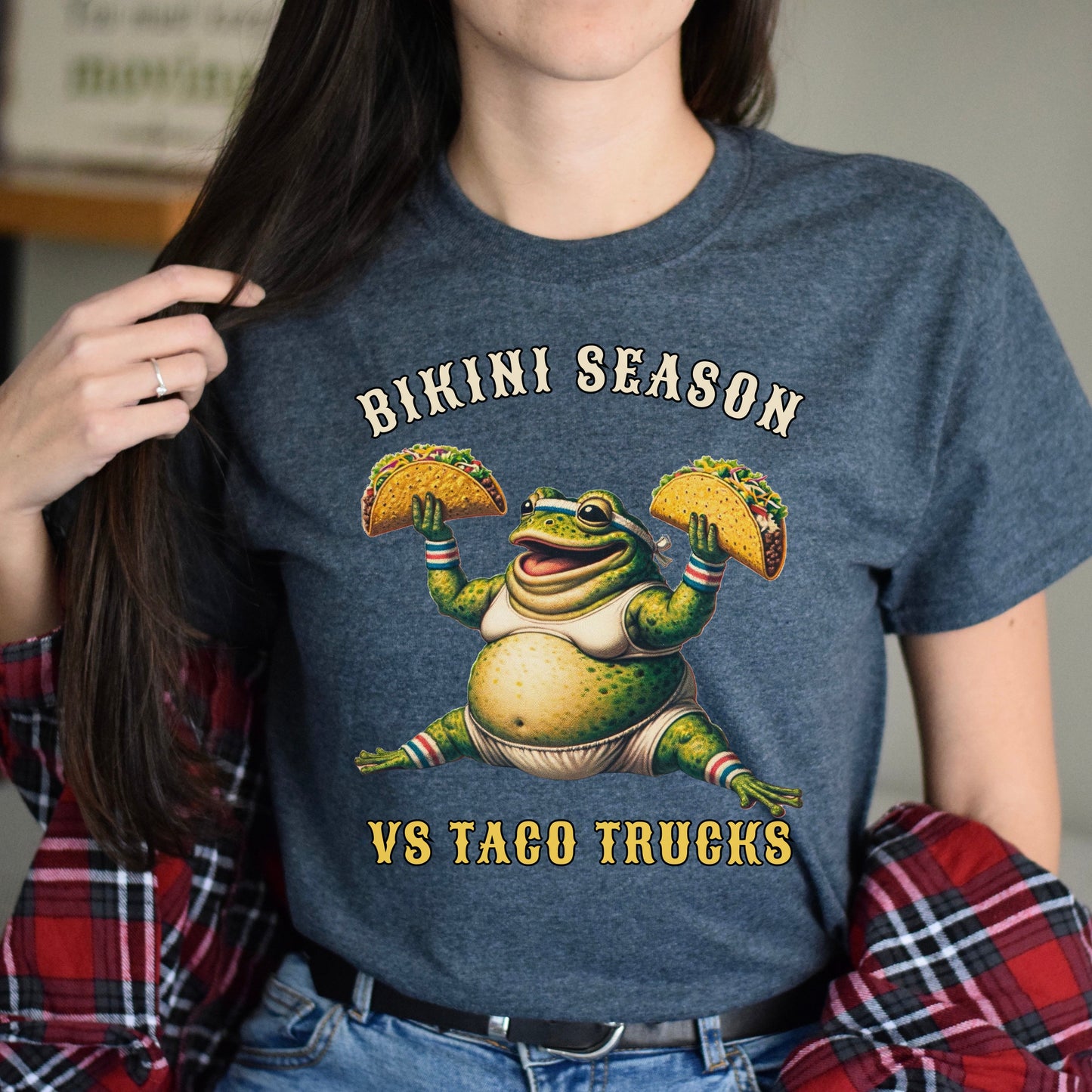 Bikini season vs Taco trucks funny Texas Unisex T-shirt Black Navy Dark Heather-Dark Heather-Family-Gift-Planet