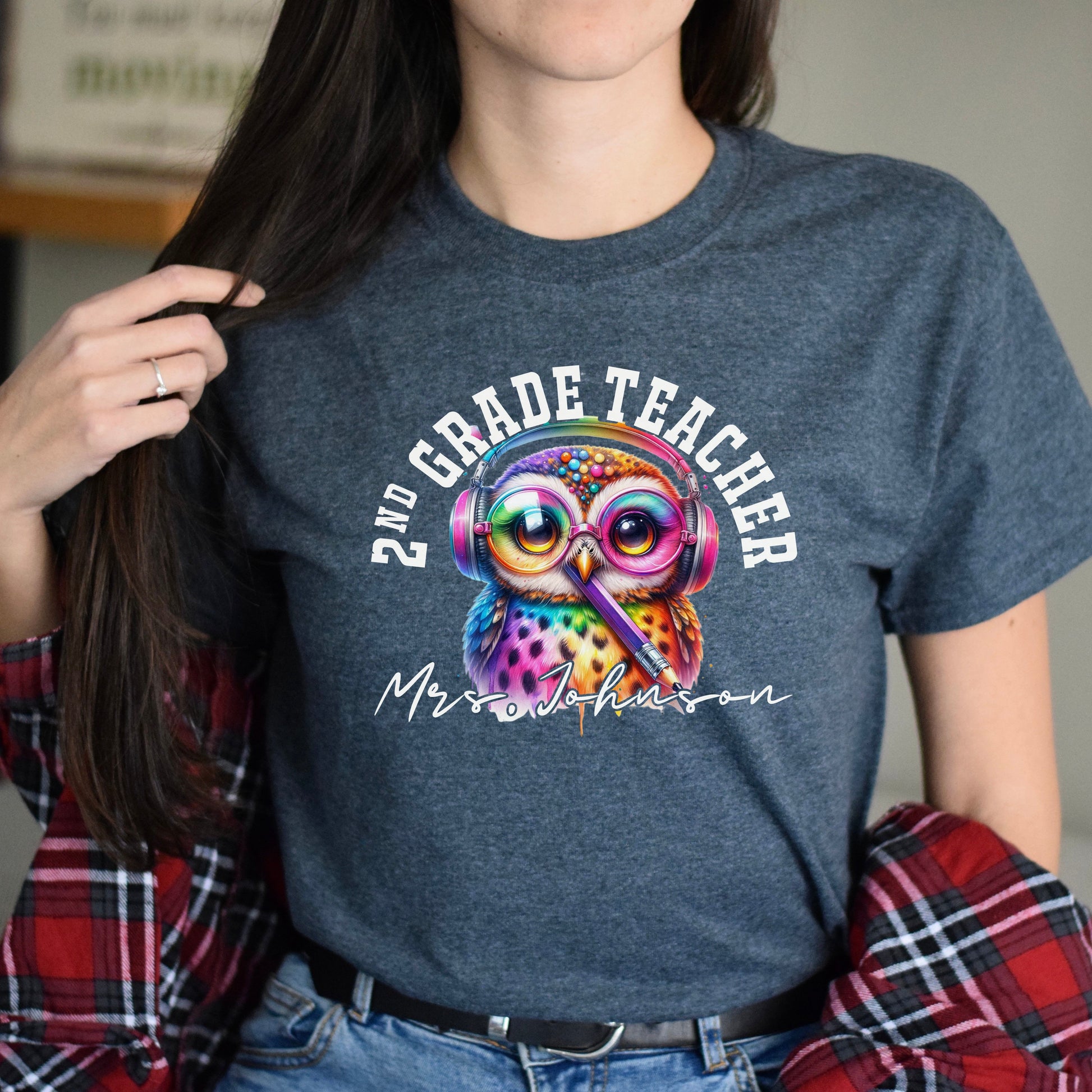 2nd grade teacher funny Personalized Unisex T-shirt Custom Second grade Black-Dark Heather-Family-Gift-Planet