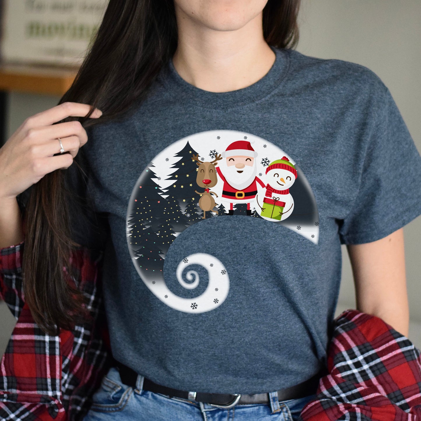 Cute Christmas Unisex shirt winter Holiday tee Black Dark Heather-Dark Heather-Family-Gift-Planet