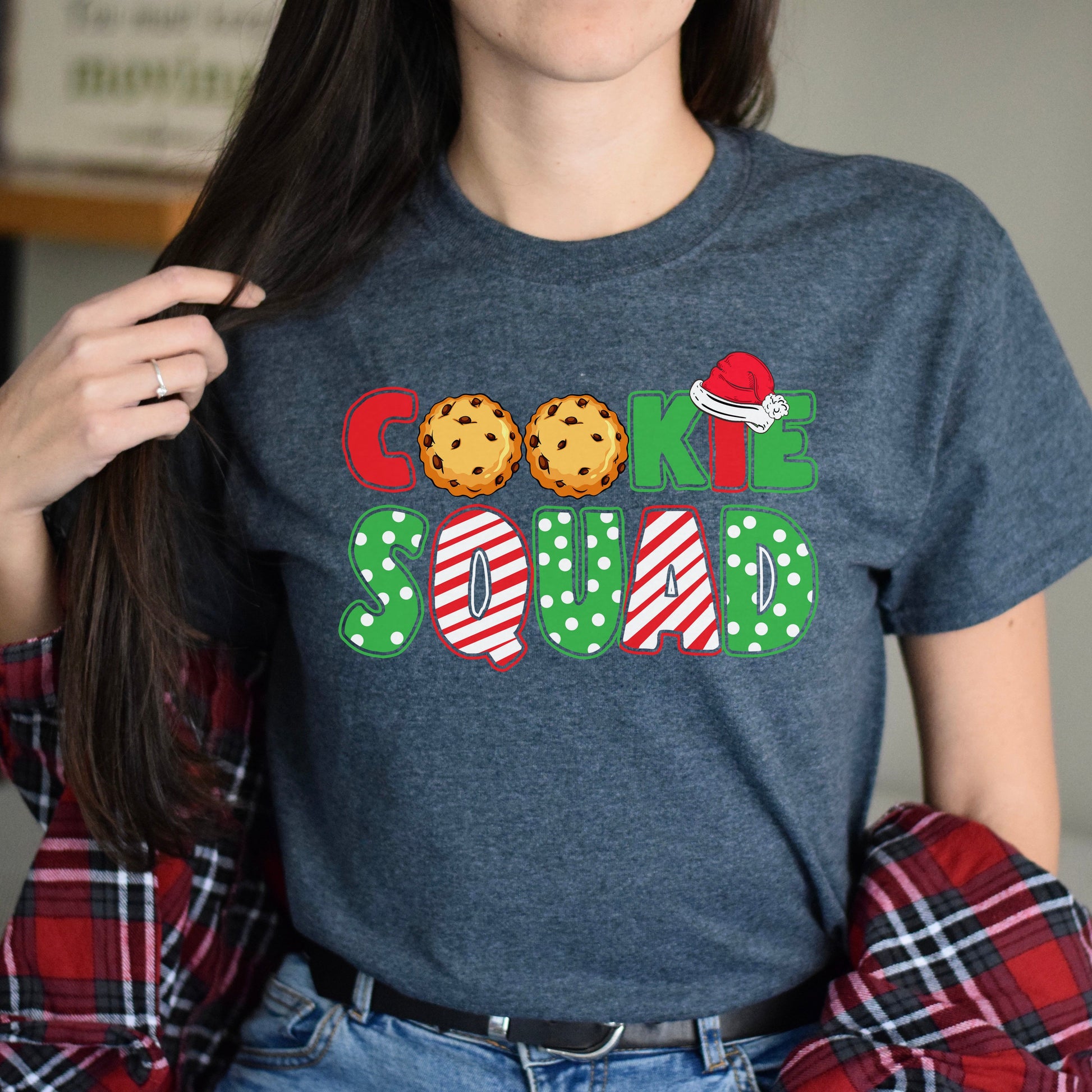 Cookie Squad Christmas Unisex Shirt Holiday tee Black Dark Heather-Dark Heather-Family-Gift-Planet