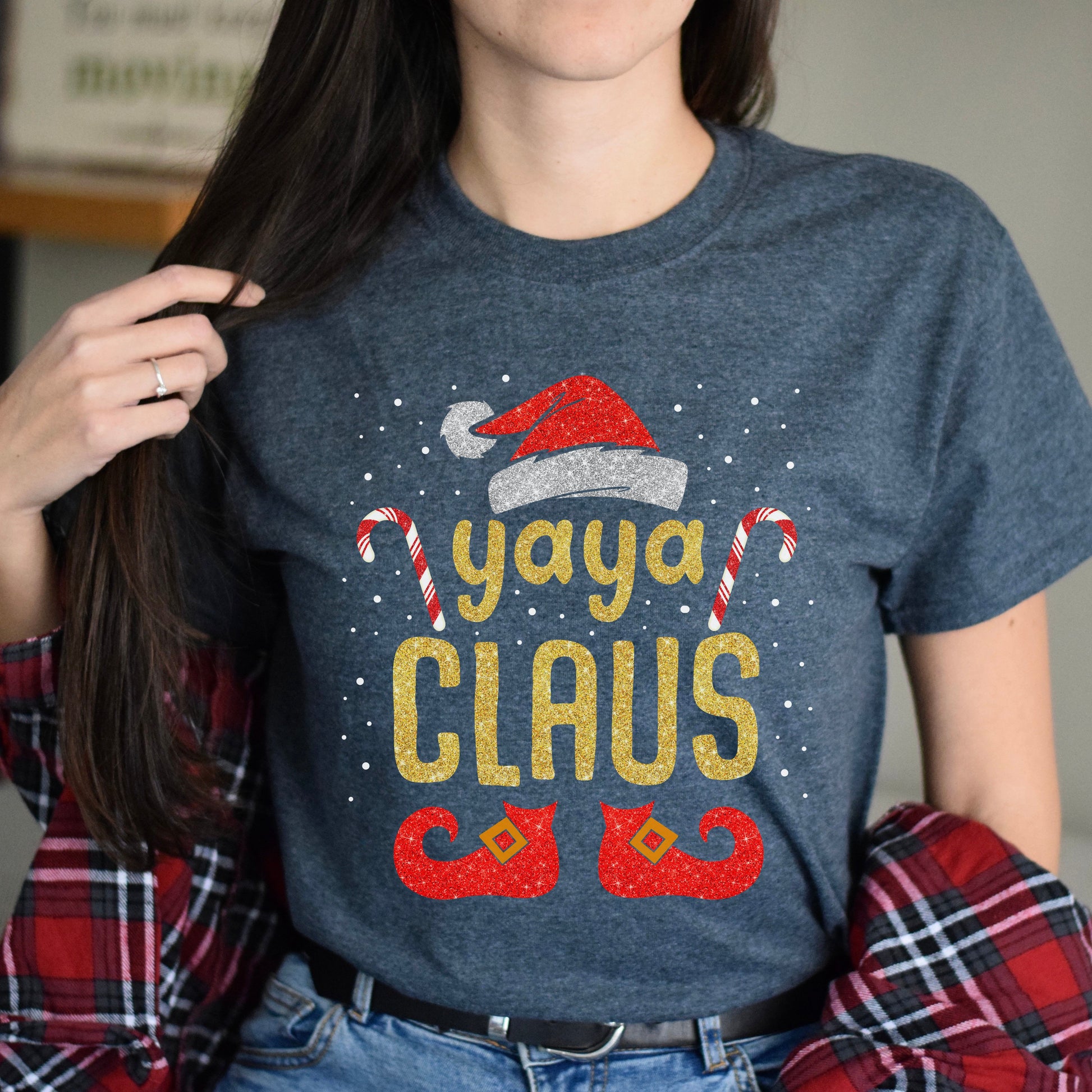 Yaya Claus Christmas Unisex shirt Black Dark Heather-Dark Heather-Family-Gift-Planet