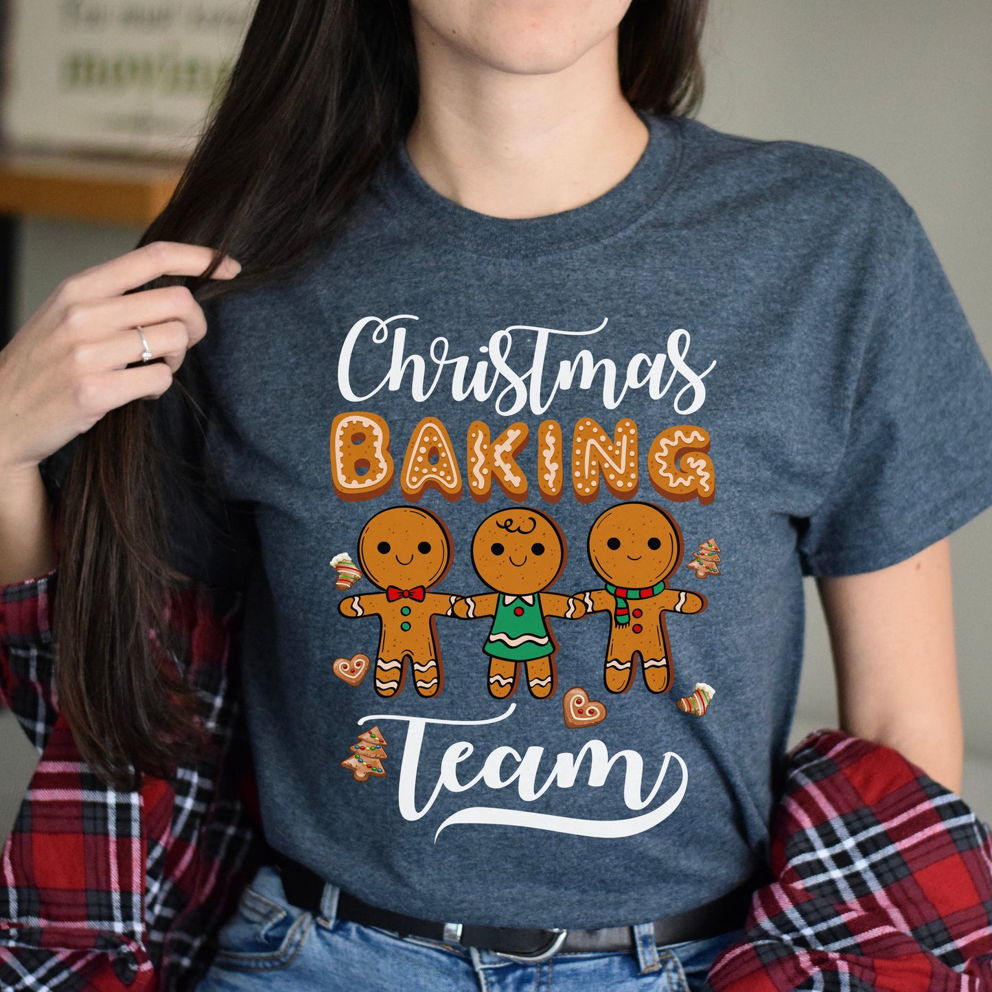 Christmas Baking Team Unisex Shirt Cookies baking tee Black Dark Heather-Dark Heather-Family-Gift-Planet