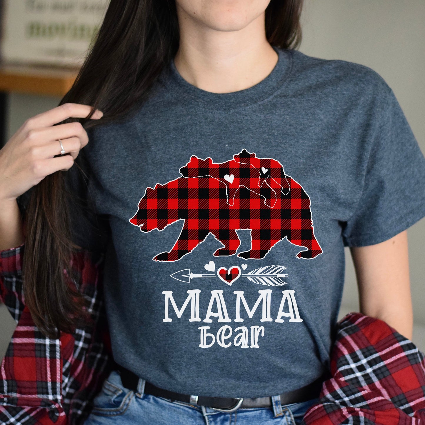 Mama bear Unisex shirt mother bear Holiday tee Black Dark Heather-Dark Heather-Family-Gift-Planet