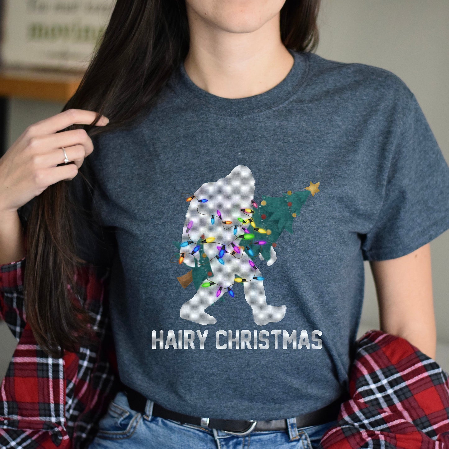 Hairy Christmas Unisex shirt Big foot Holiday tee Black Dark Heather-Dark Heather-Family-Gift-Planet