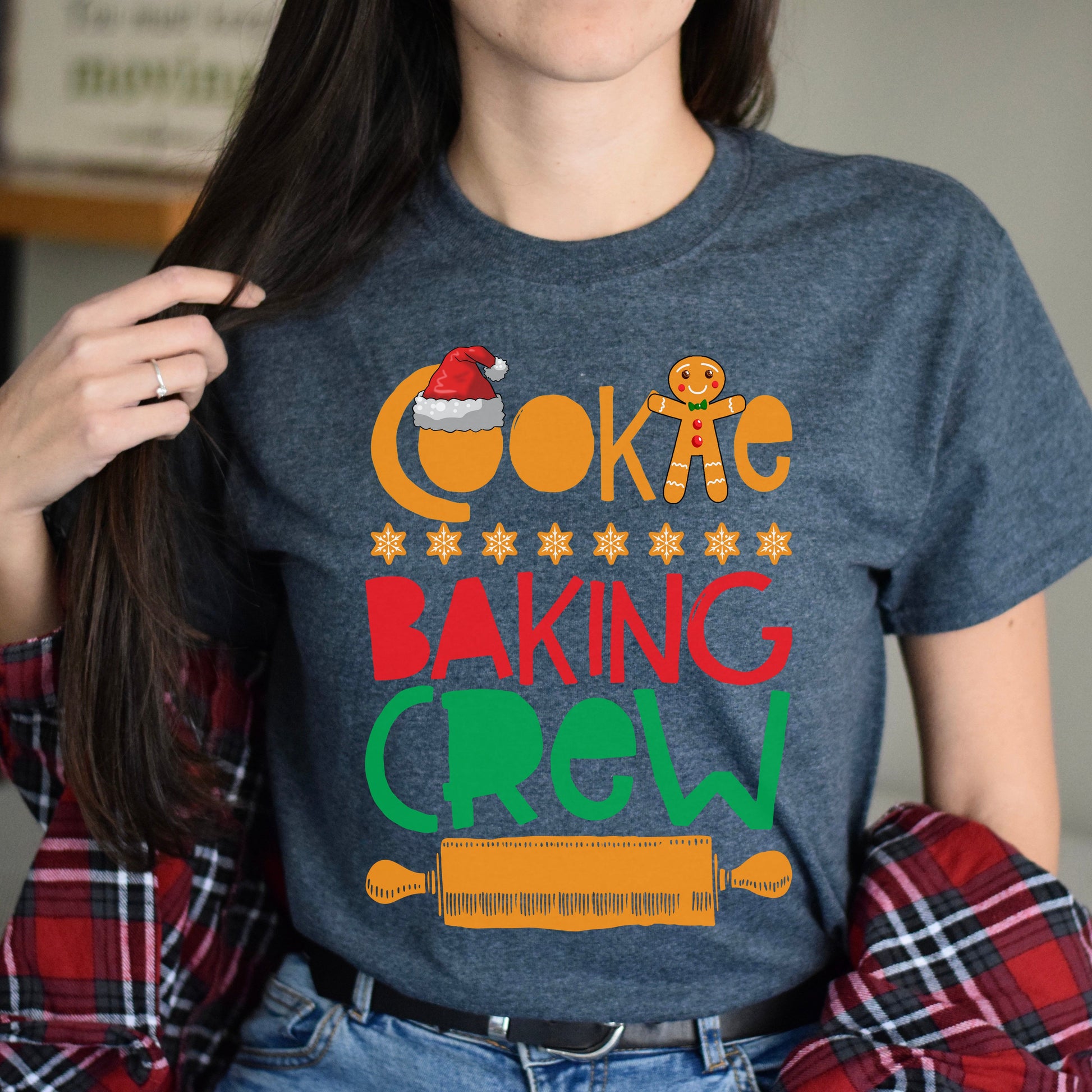 Cookie baking Crew Christmas Unisex Shirt Black Dark Heather-Dark Heather-Family-Gift-Planet