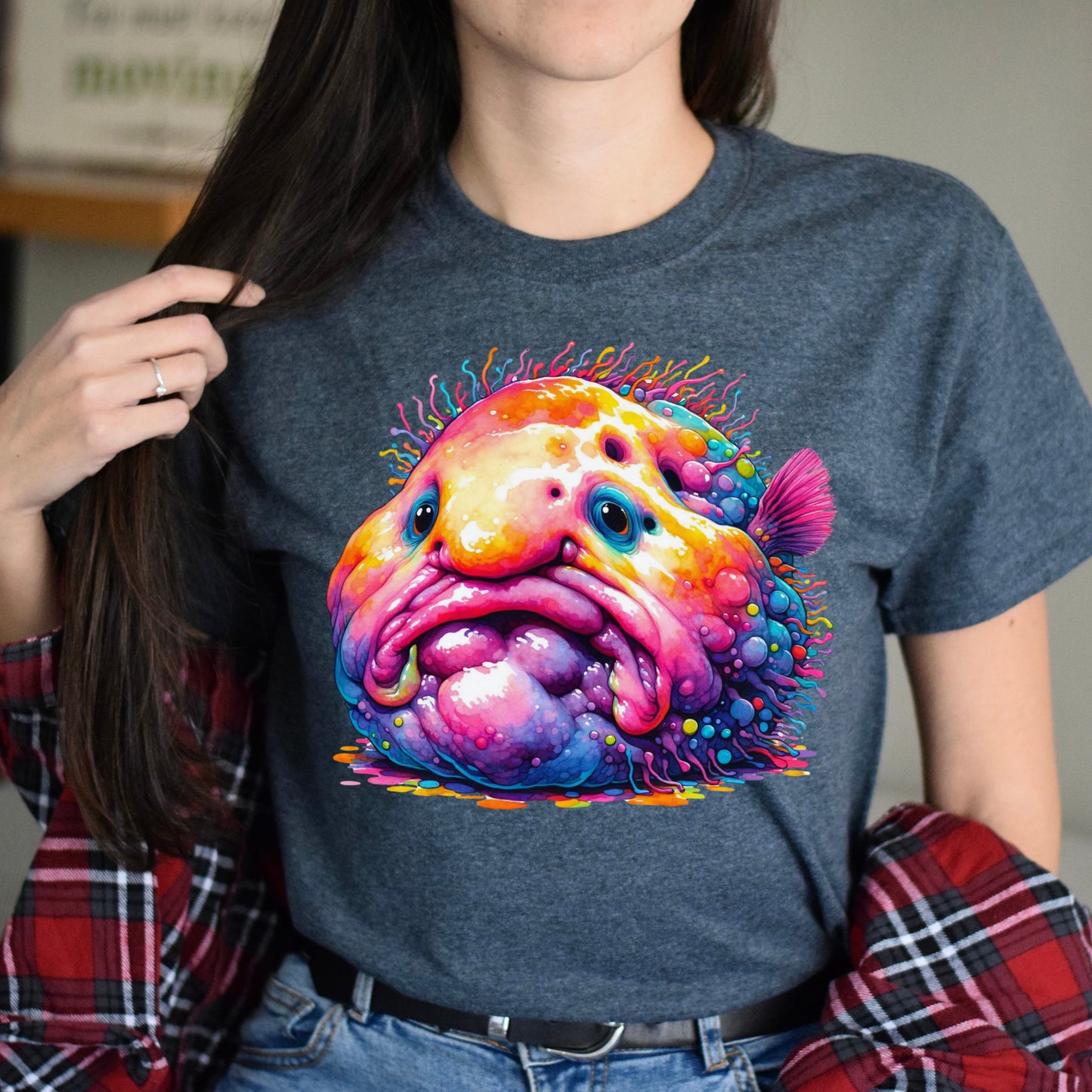 Blobfish Color Splash Unisex T-shirt abstract Blobfish tee Black Navy Dark Heather-Dark Heather-Family-Gift-Planet