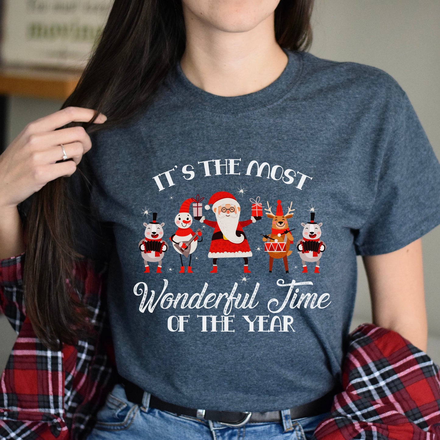 Christmas Unisex shirt Most wonderful time of the year Holiday tee Black Dark Heather-Dark Heather-Family-Gift-Planet