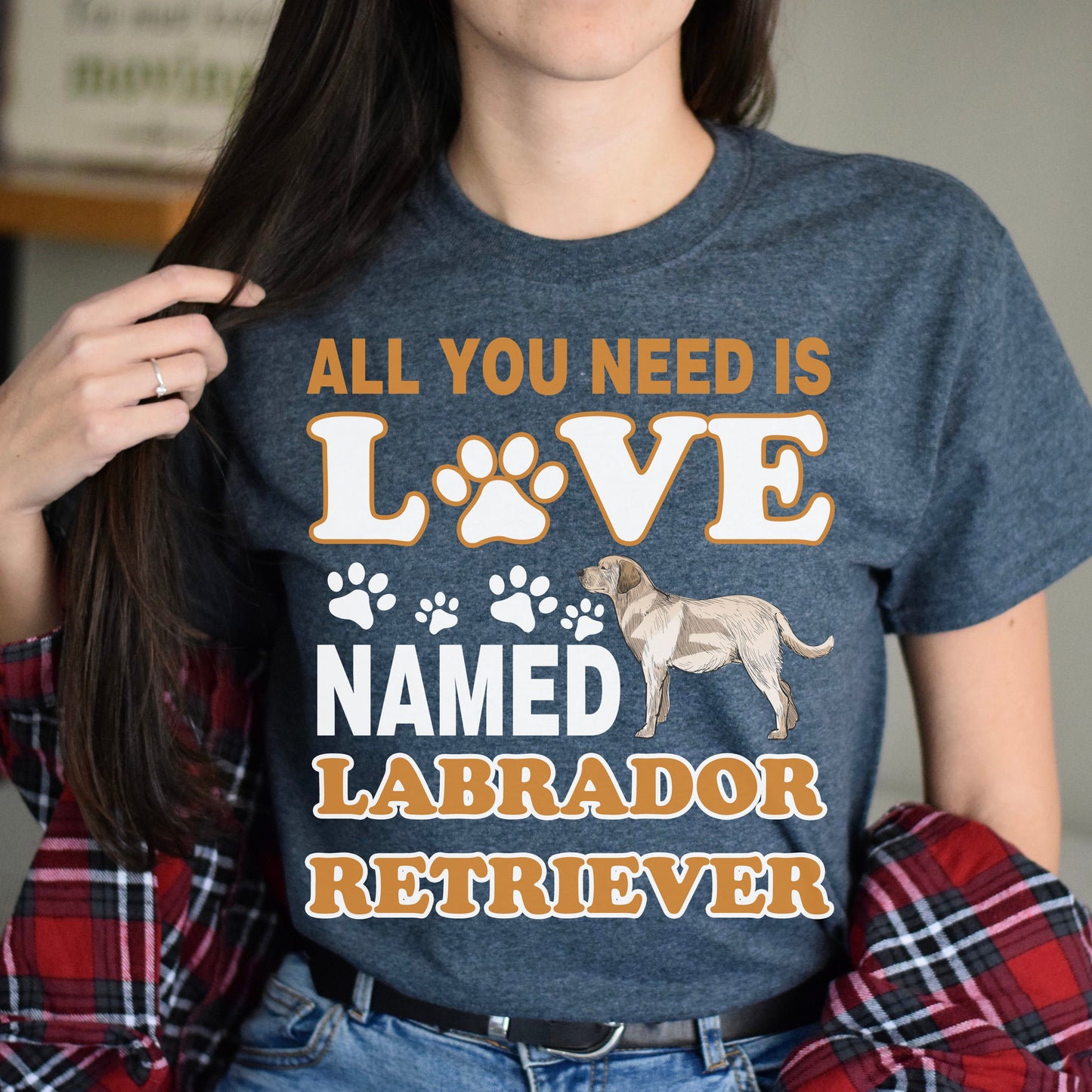 All you need is Labrador retriever Unisex t-shirt gift black navy dark heather-Dark Heather-Family-Gift-Planet