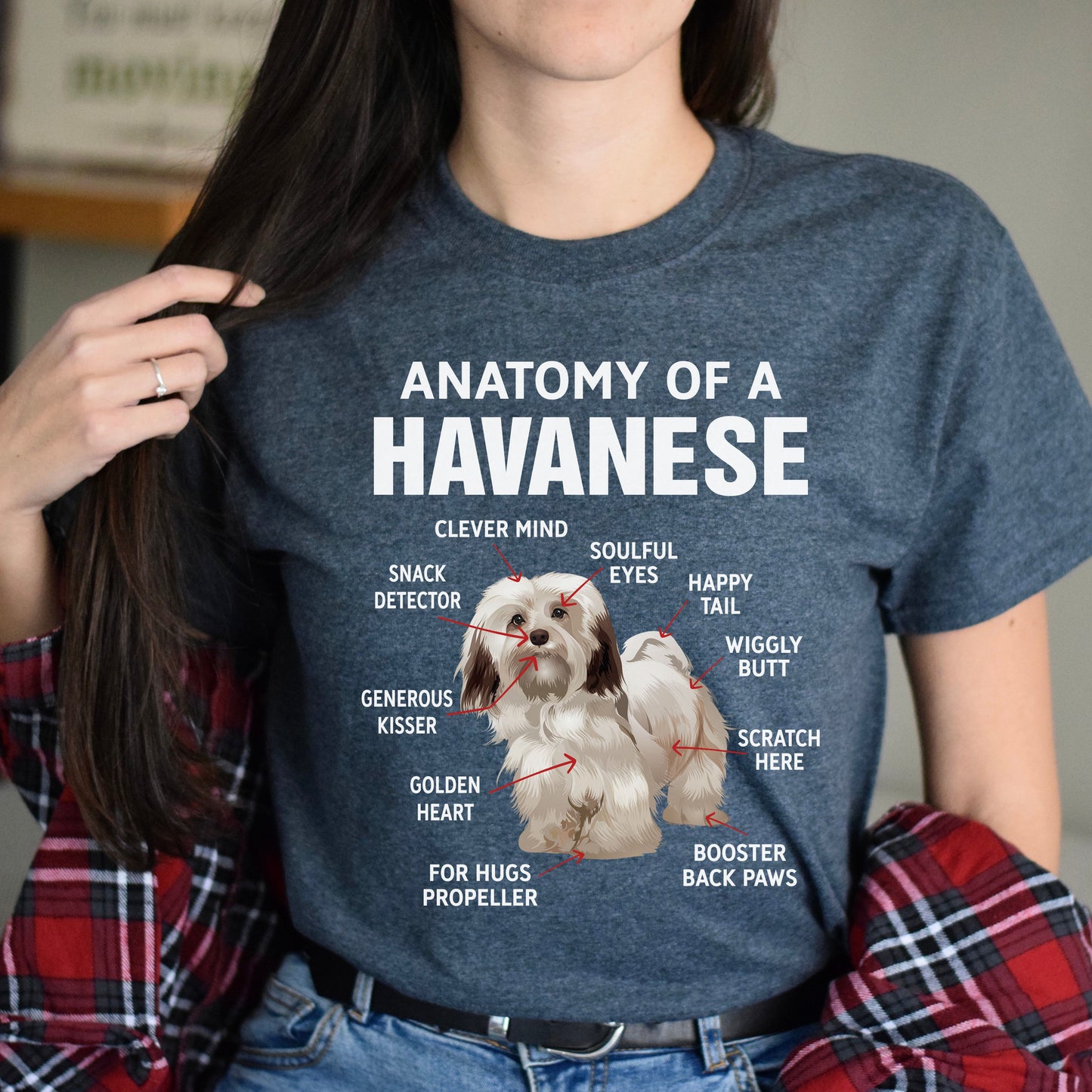 Anatomy of a Havanese Unisex T-Shirt gift Havanese dog owner tee black dark heather-Dark Heather-Family-Gift-Planet