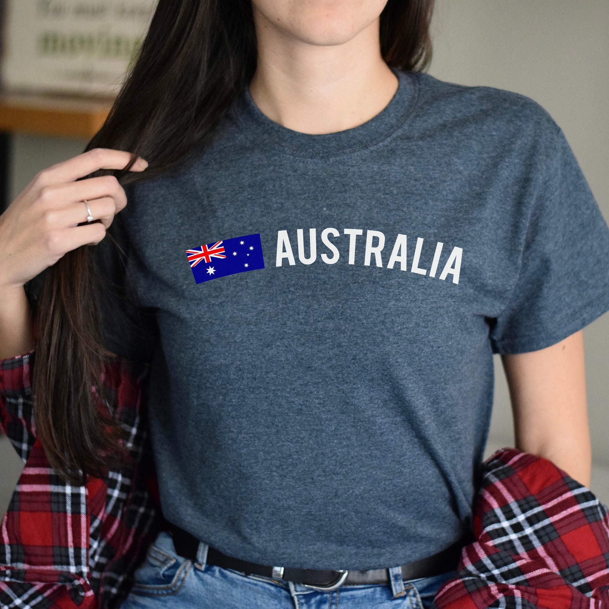 Australia Unisex T-shirt gift Australian flag tee Sydney White Black Dark Heather-Dark Heather-Family-Gift-Planet