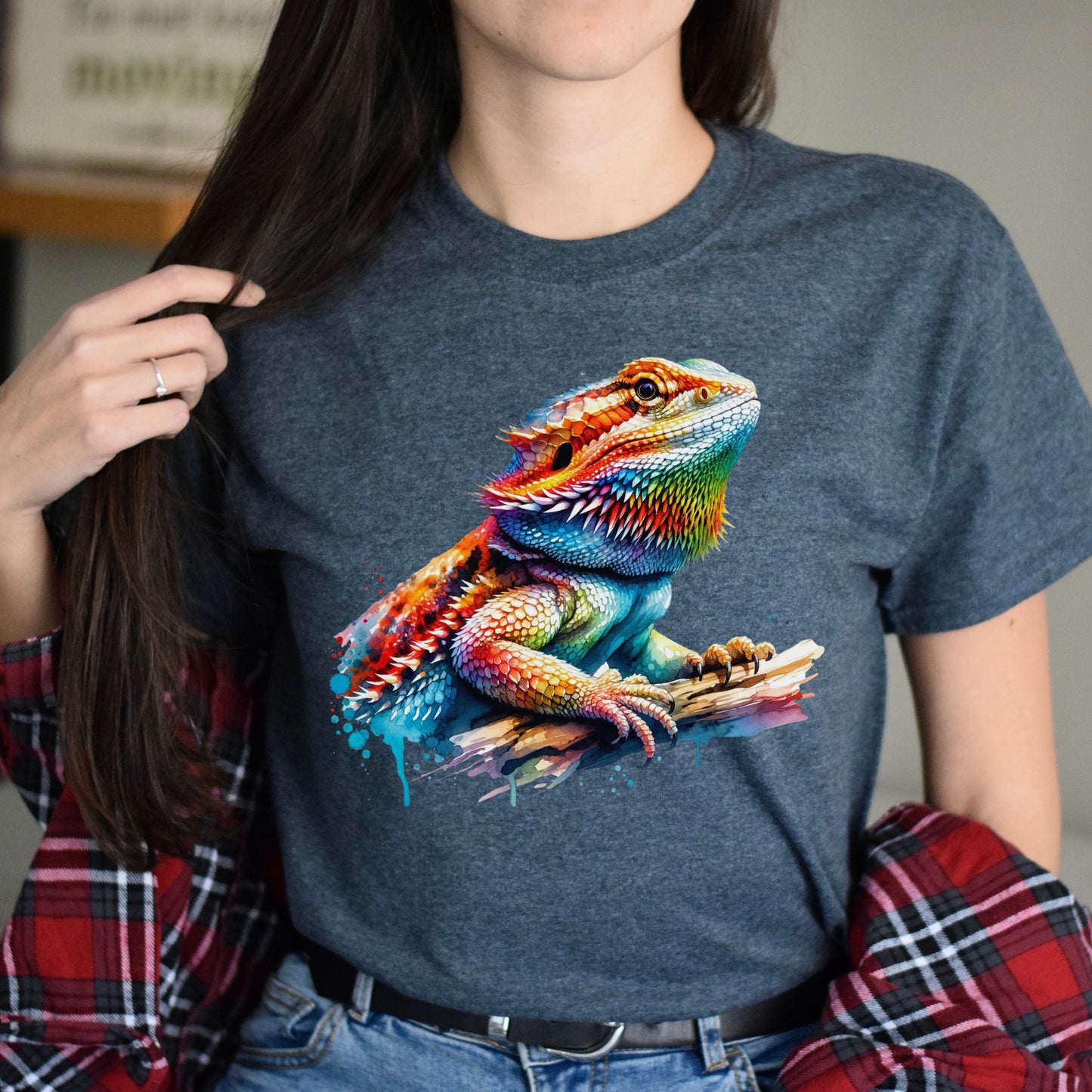 Colorful Bearded Dragon mama Unisex T-shirt Black Navy Dark Heather-Dark Heather-Family-Gift-Planet