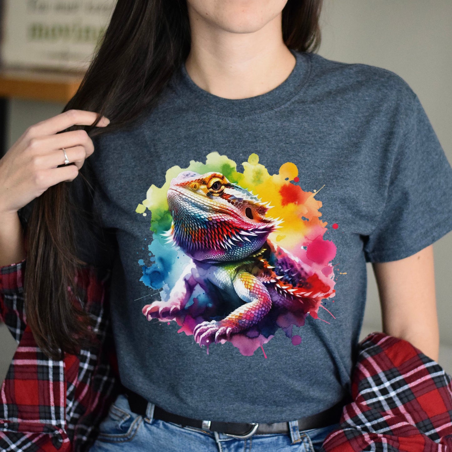 Bearded Dragon mom Color Splash Unisex T-shirt Black Navy Dark Heather-Family-Gift-Planet