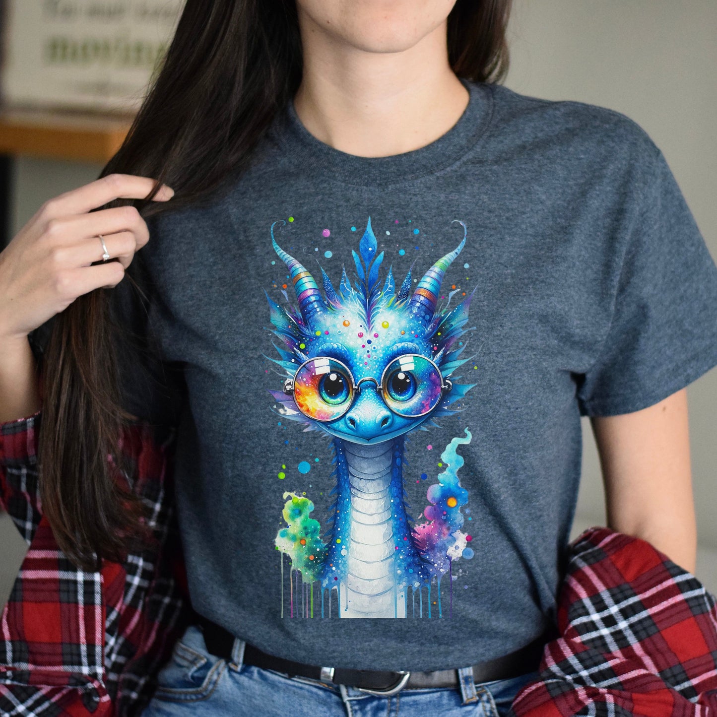 Blue Dragon Color Splash Unisex T-shirt 2024 new year tee-Family-Gift-Planet