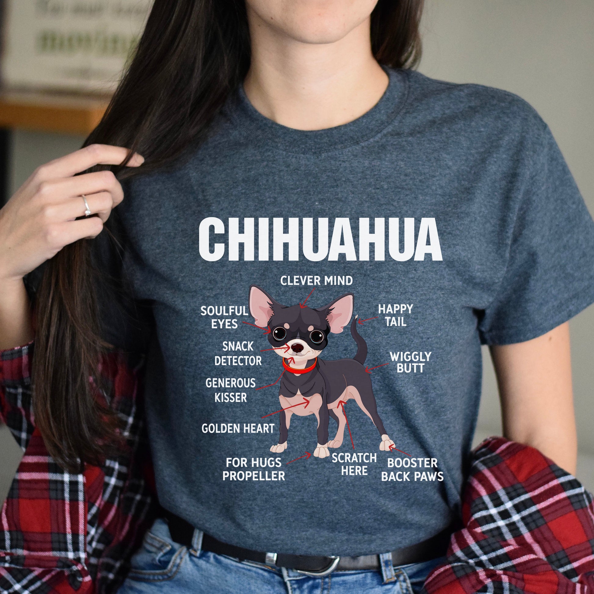 Chihuahua anatomy Unisex T-Shirt gift Chihuahua dog owner tee black dark heather-Dark Heather-Family-Gift-Planet
