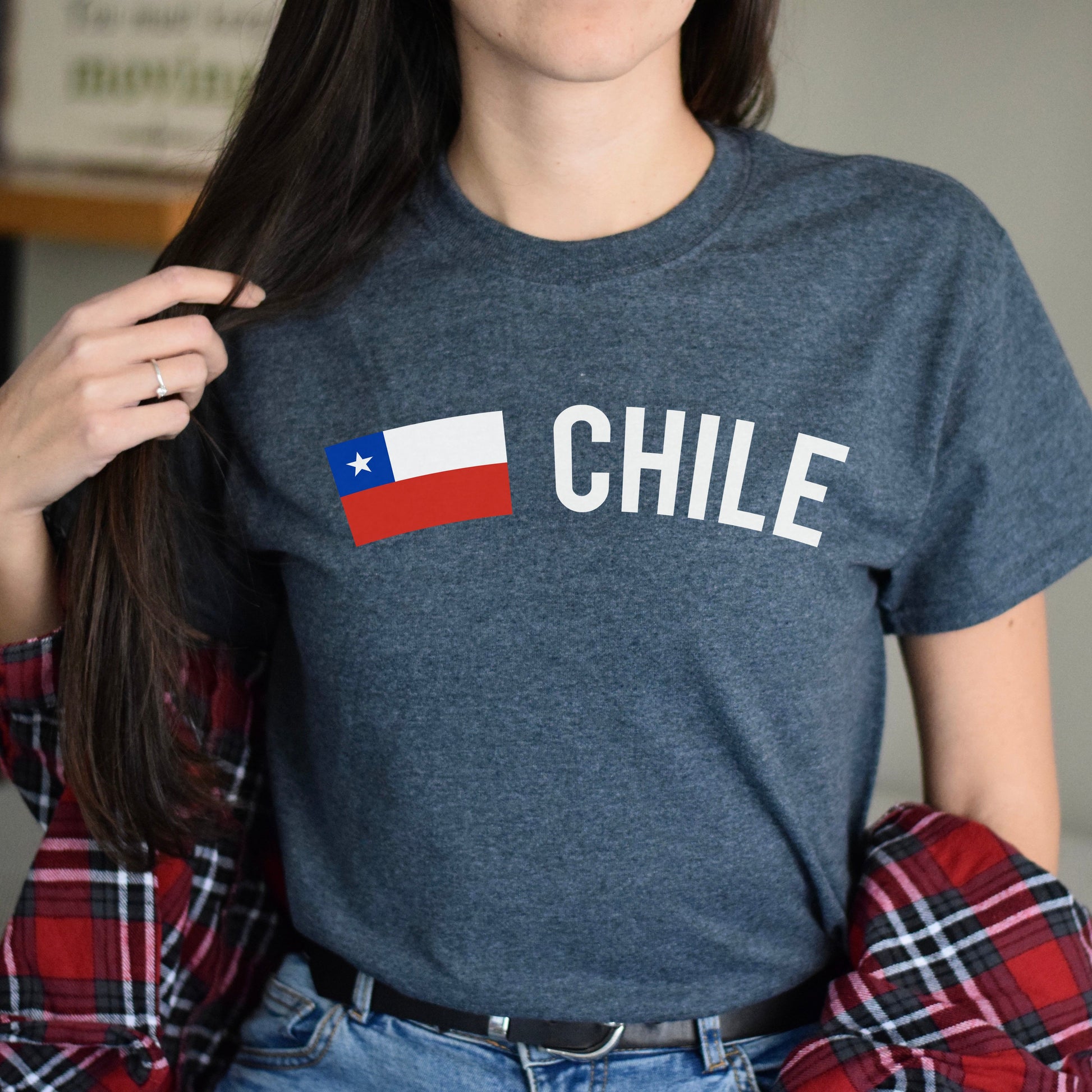 Chile Unisex T-shirt gift Chilean flag tee Santiago White Black Dark Heather-Dark Heather-Family-Gift-Planet