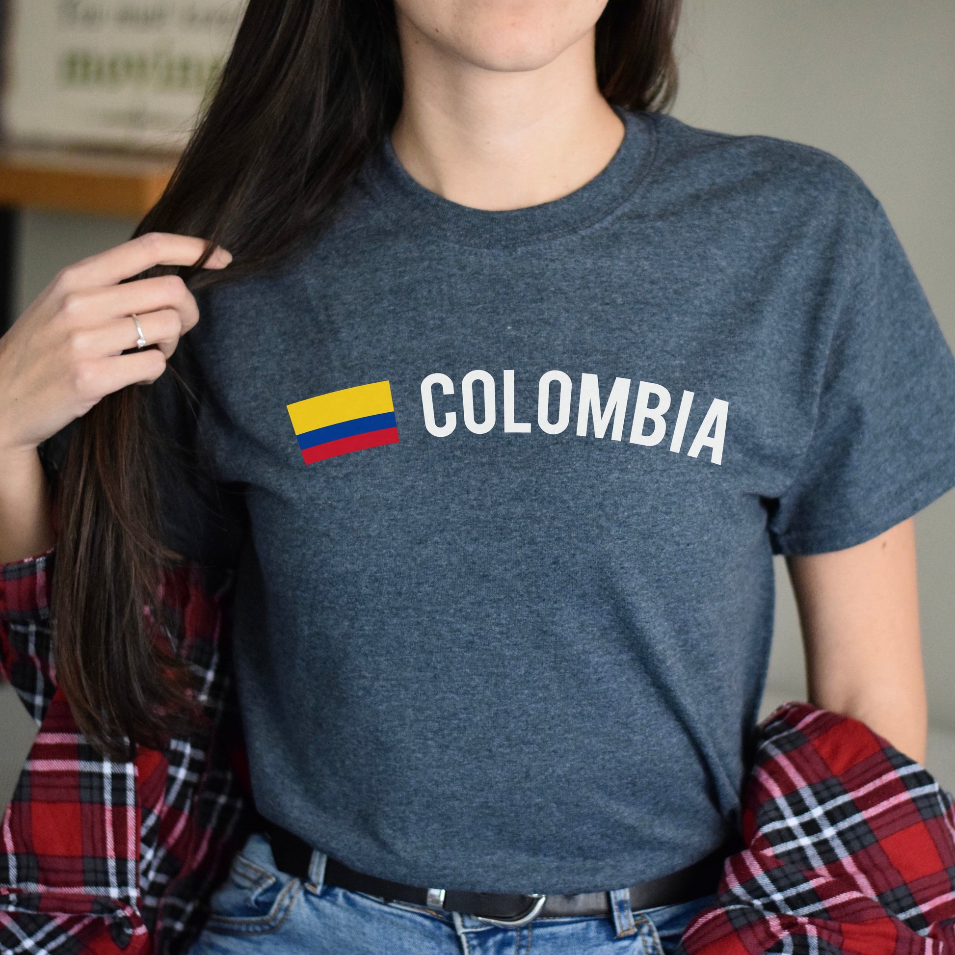 Colombia Unisex T-shirt gift Colombian flag tee Bogota White Black Dark Heather-Dark Heather-Family-Gift-Planet