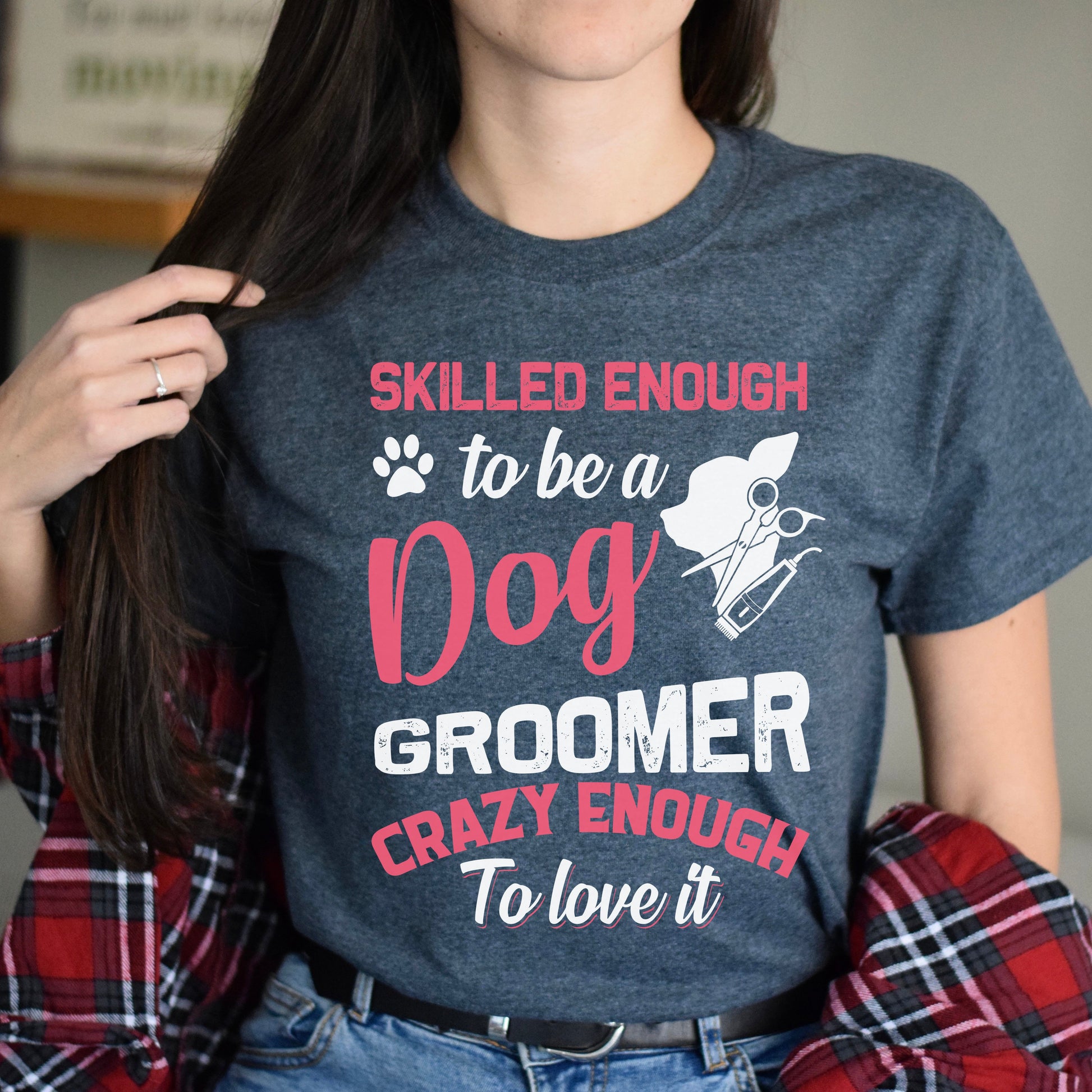 Dog Groomer Unisex T-Shirt gift dog grooming tee black dark heather-Dark Heather-Family-Gift-Planet
