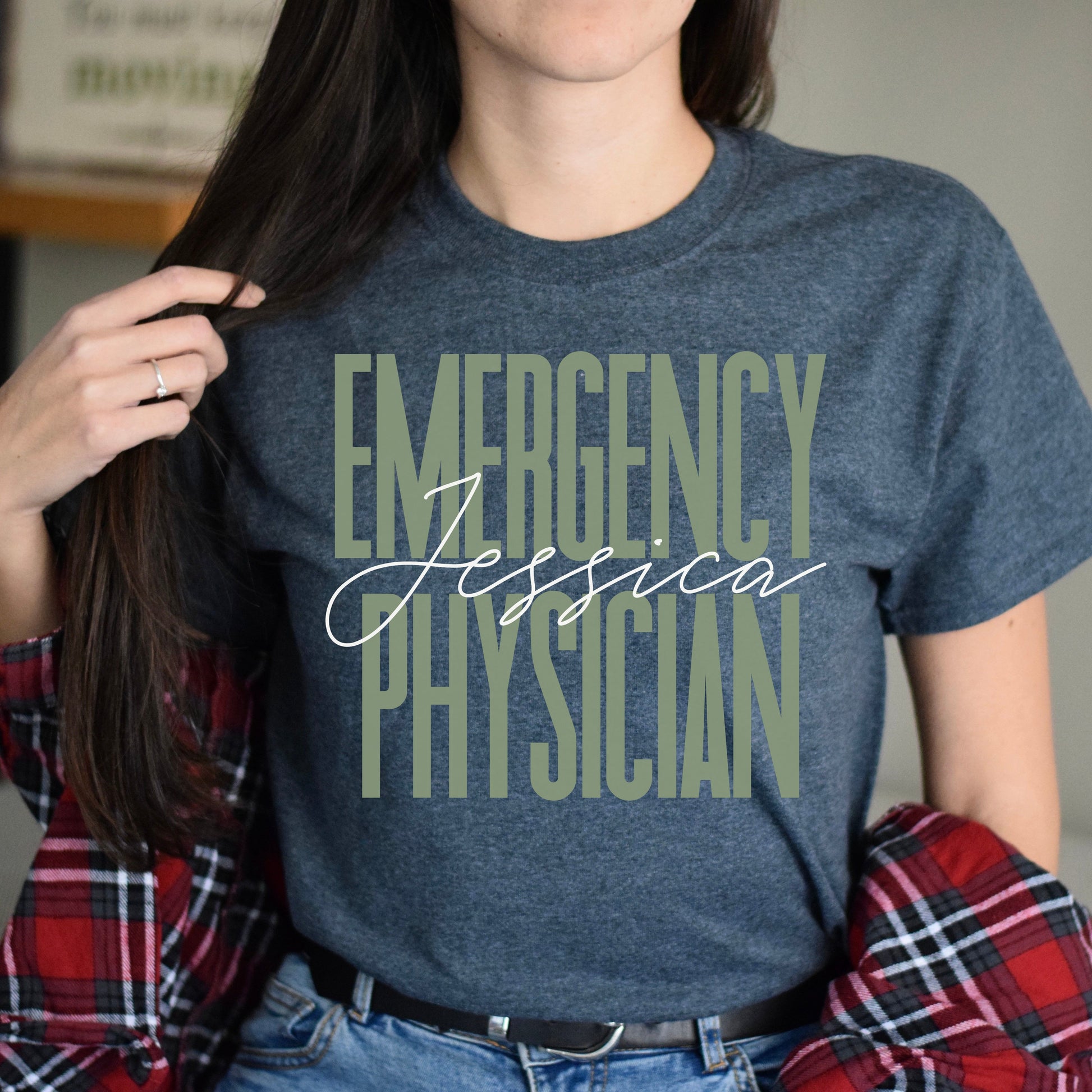 Emergency physician T-Shirt gift ER squad Doctor Customized Unisex tee Black Navy Dark Heather-Dark Heather-Family-Gift-Planet