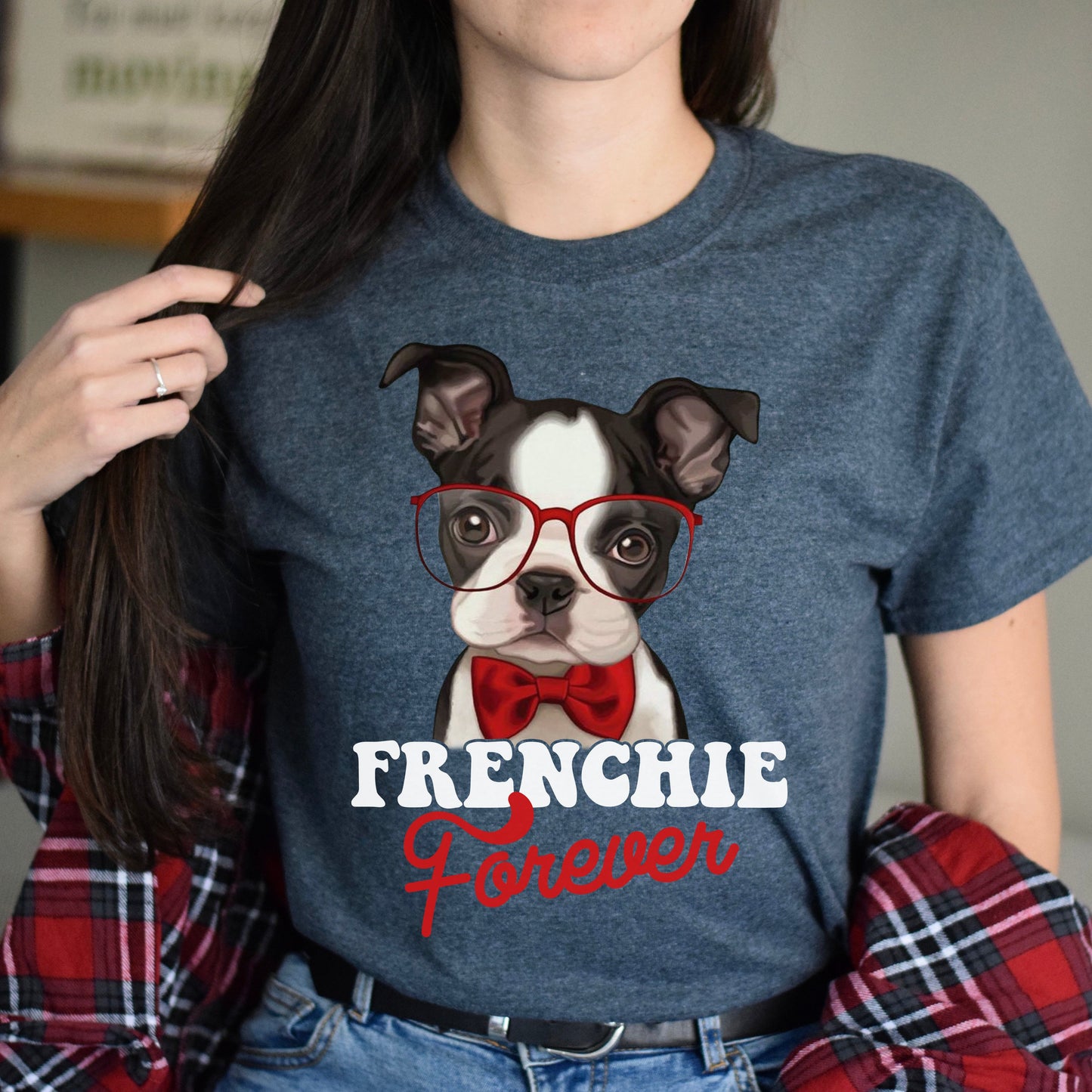 Frenchie forever Unisex t-shirt gift Frenchie mom tee black navy dark heather-Dark Heather-Family-Gift-Planet