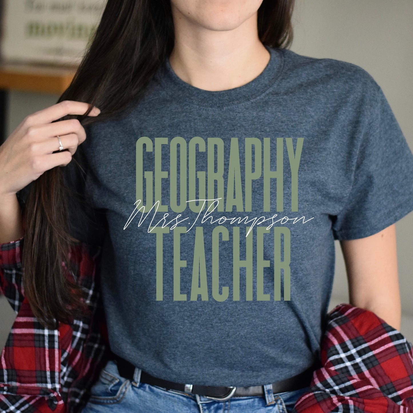 Geography teacher T-Shirt gift Geographer Customized Unisex tee Black Navy Dark Heather-Dark Heather-Family-Gift-Planet