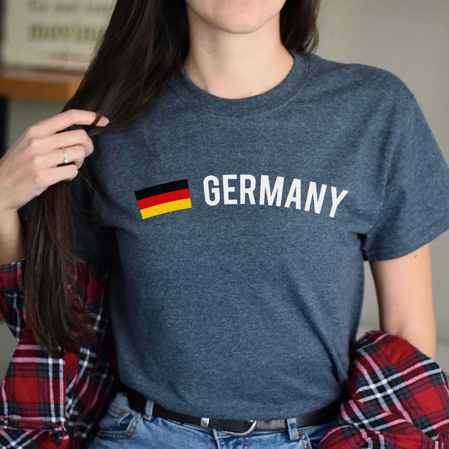 Germany Unisex T-shirt gift German flag tee Berlin White Black Dark Heather-Dark Heather-Family-Gift-Planet