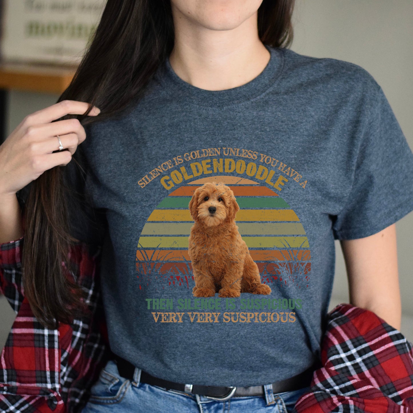 Funny Goldendoodle Unisex T-Shirt gift Goldendoodle dog owner tee black dark heather-Dark Heather-Family-Gift-Planet