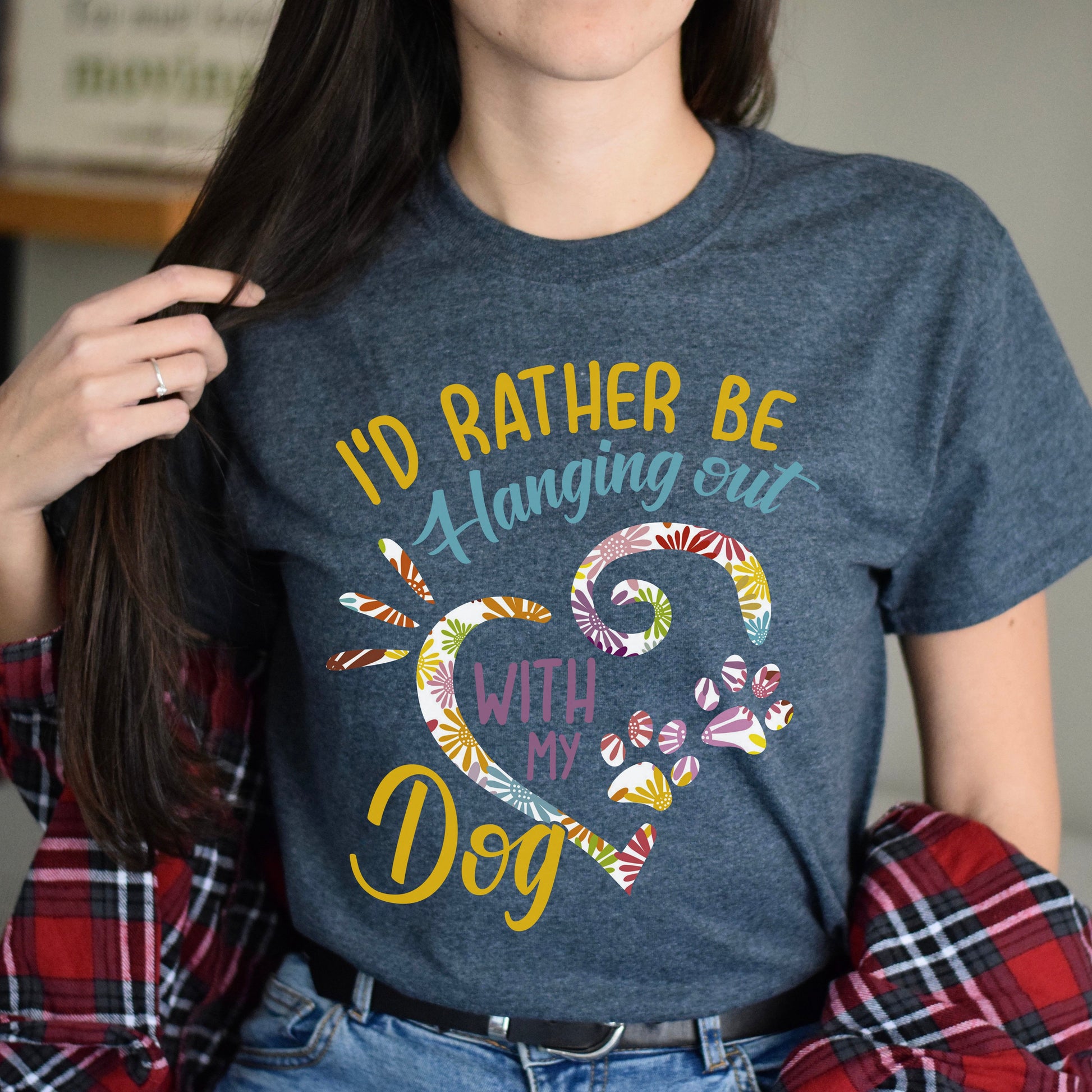 I'd rather be hanging out with my dog Unisex t-shirt gift black navy dark heather-Dark Heather-Family-Gift-Planet