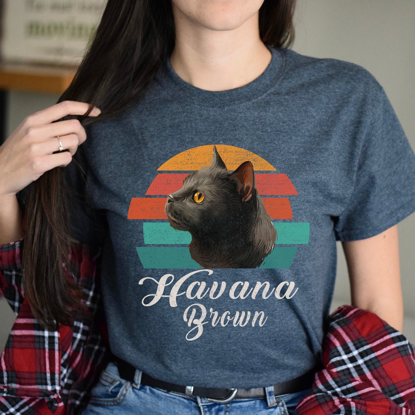 Havana Brown cat retro Unisex shirt Black Dark Heather-Dark Heather-Family-Gift-Planet