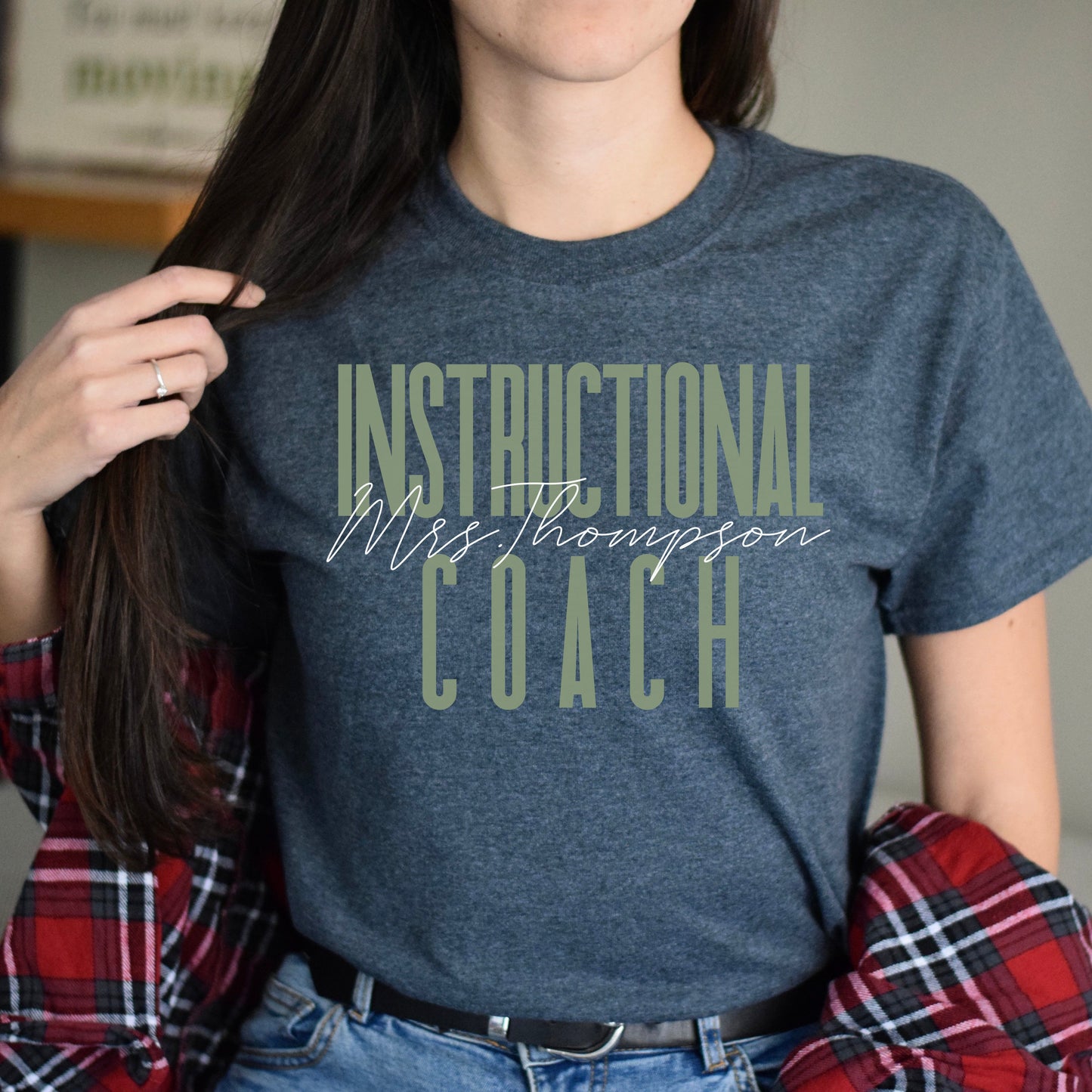 Instructional Coach T-Shirt gift Instructional assistant educational Coach Customized Unisex tee Black Navy Dark Heather-Dark Heather-Family-Gift-Planet