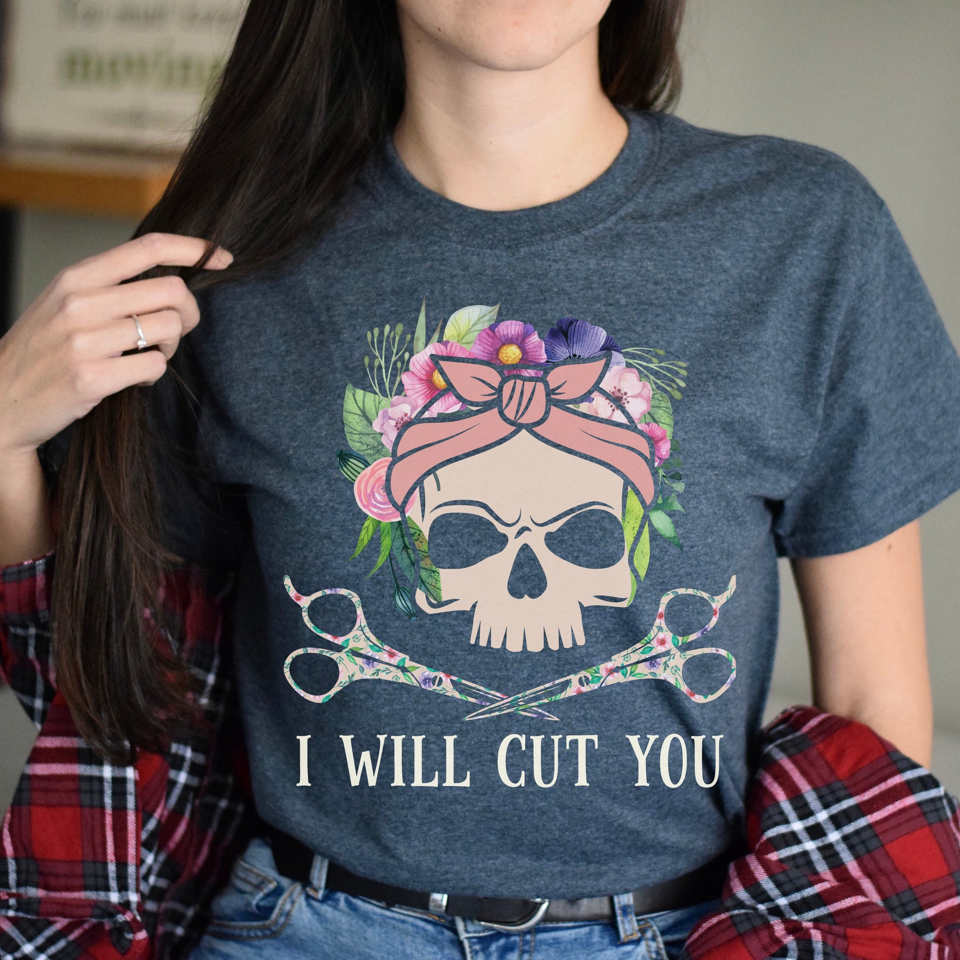 I will cut you Unisex T-shirt hairdresser haircutter tee black dark heather-Dark Heather-Family-Gift-Planet