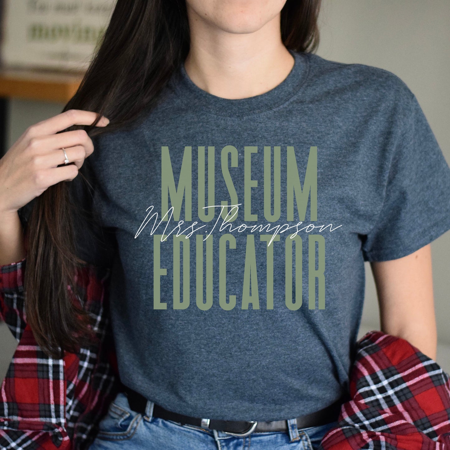 Museum Educator T-Shirt gift School Museum Customized Unisex tee Black Navy Dark Heather-Dark Heather-Family-Gift-Planet