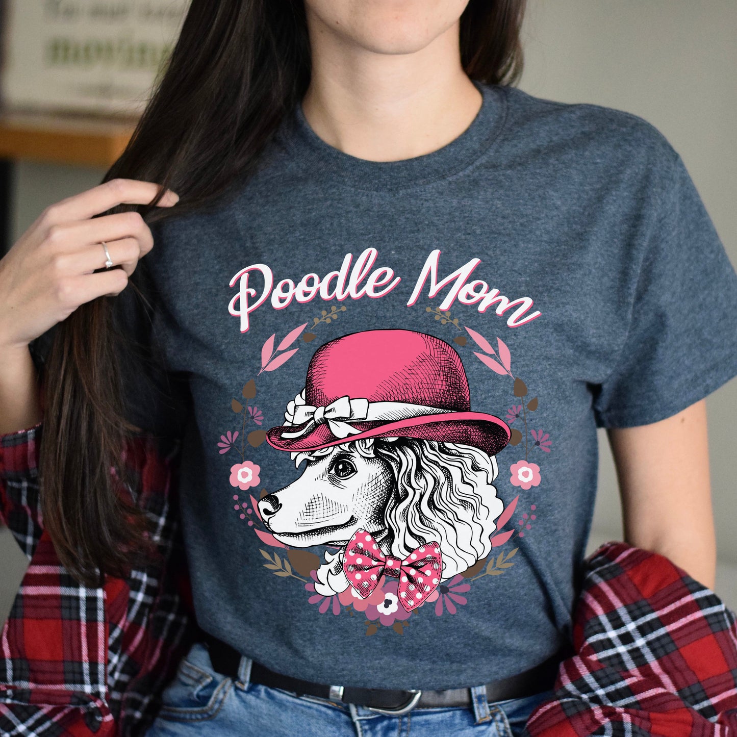 Poodle mom Unisex t-shirt gift poodle mama tee black navy dark heather-Dark Heather-Family-Gift-Planet