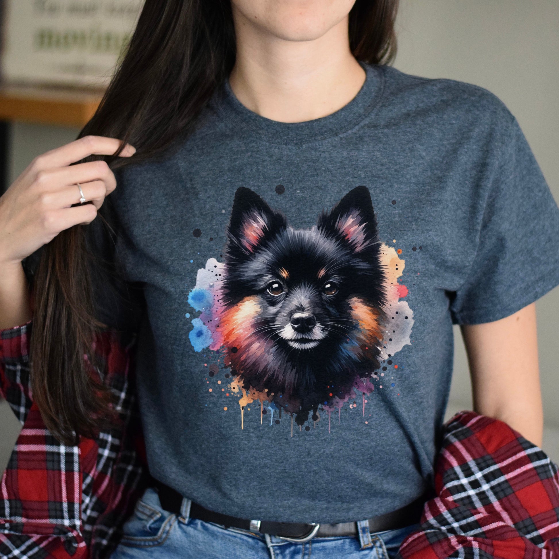 Schipperke dog mama Color Splash Unisex T-shirt Black Navy Dark Heather-Dark Heather-Family-Gift-Planet