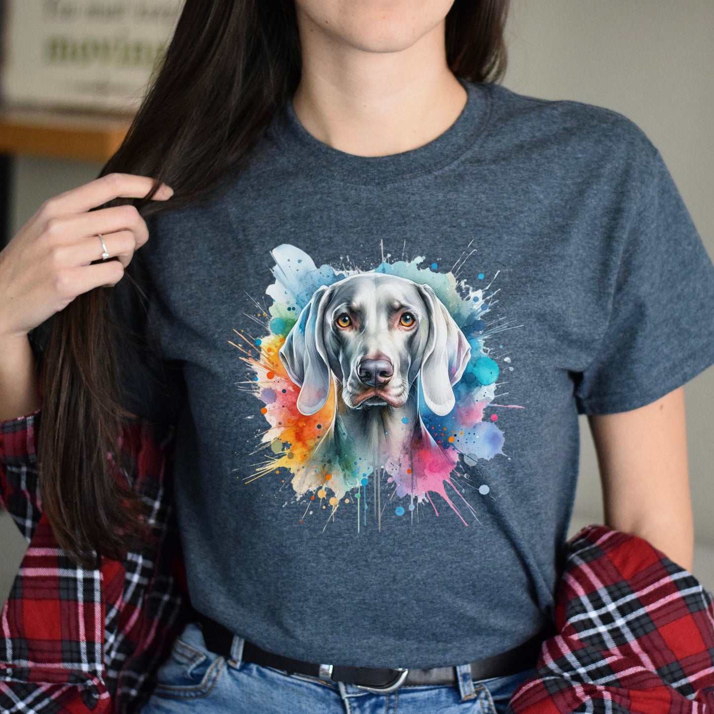 Weimaraner Dog mama Color Splash Unisex T-shirt Black Navy Dark Heather-Dark Heather-Family-Gift-Planet