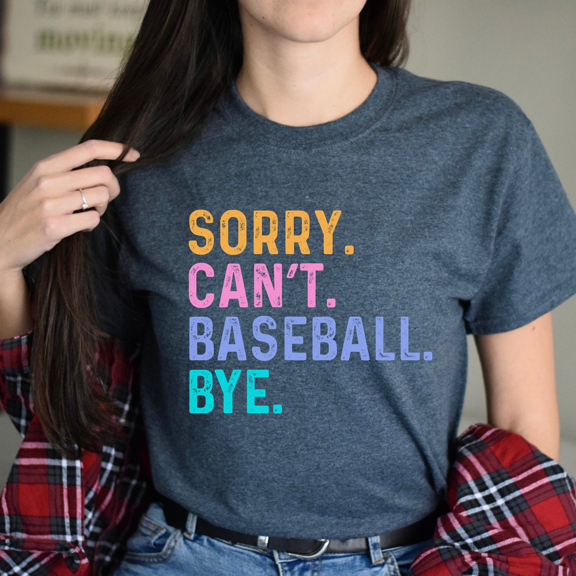 Baseball fan Unisex t-shirt Sorry Can't Baseball Bye tee black dark heather-Dark Heather-Family-Gift-Planet