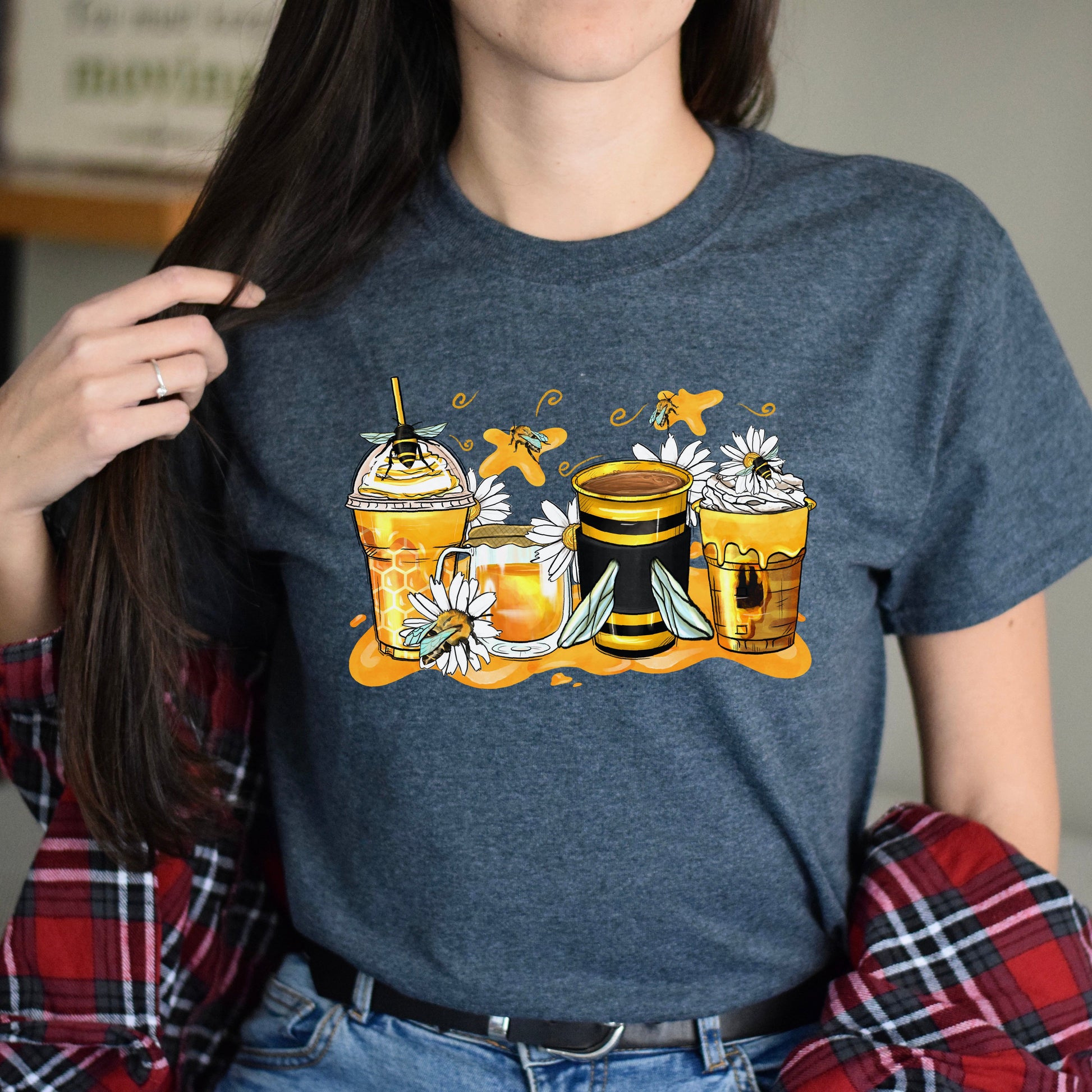 Bumble bee and coffee cups unisex tshirt bee owner tee S-5XL-Family-Gift-Planet