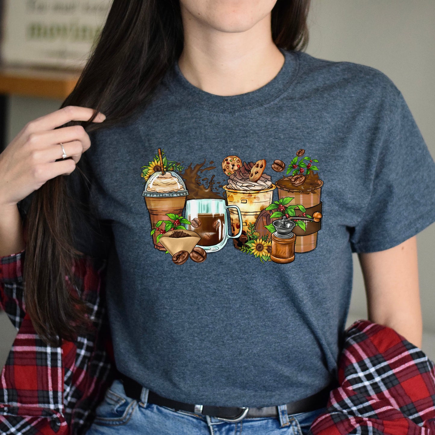 Coffee lover coffee cups unisex tshirt barista tee S-5XL-Family-Gift-Planet