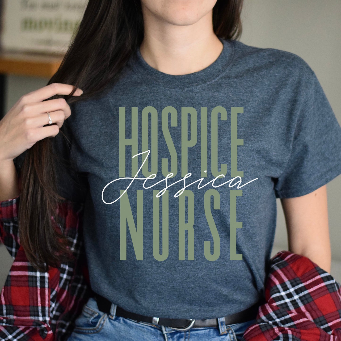 Hospice nurse T-Shirt gift Palliative Care Nurse Customized Unisex tee Black Navy Dark Heather-Dark Heather-Family-Gift-Planet