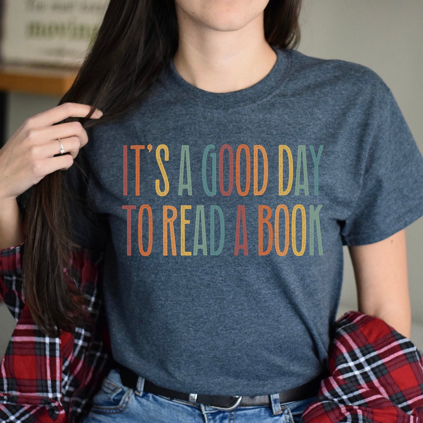 it’s a good day te read a book Unisex T-Shirt Librarian tee Black Dark Heather White-Dark Heather-Family-Gift-Planet