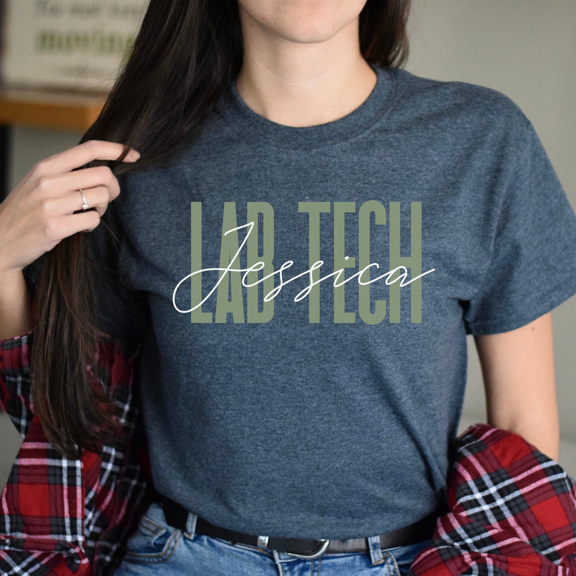 Lab tech T-Shirt gift Laboratory Technician Customized Unisex tee Black Navy Dark Heather-Dark Heather-Family-Gift-Planet