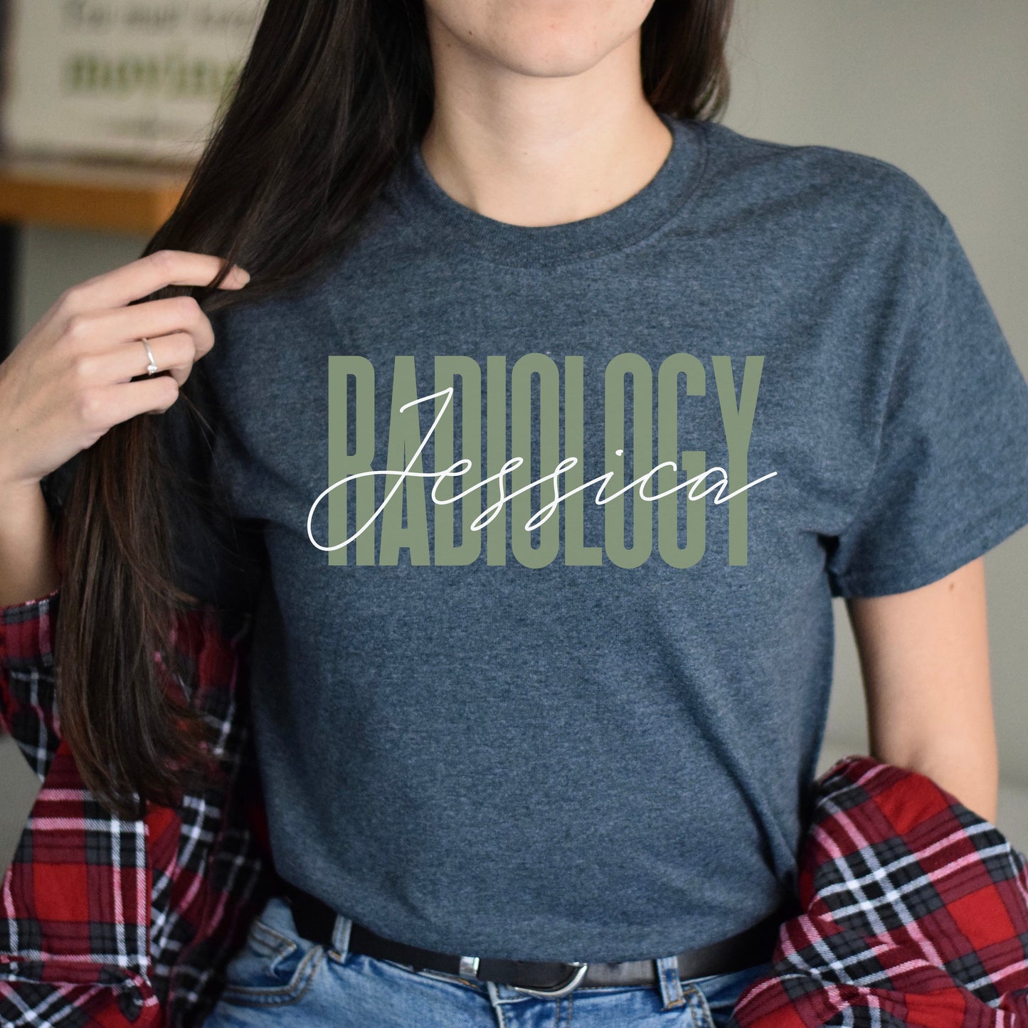 Radiology T-Shirt gift Rad tech Radiographer Customized Unisex tee Black Navy Dark Heather-Dark Heather-Family-Gift-Planet