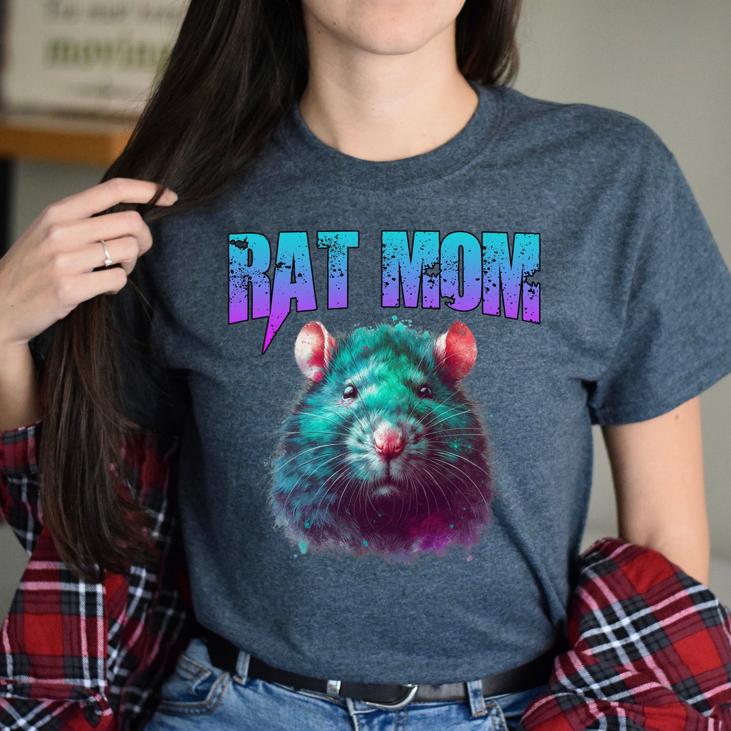 Rat mom T-Shirt Rat owner rat girl Unisex tee Black Navy Dark Heather-Dark Heather-Family-Gift-Planet