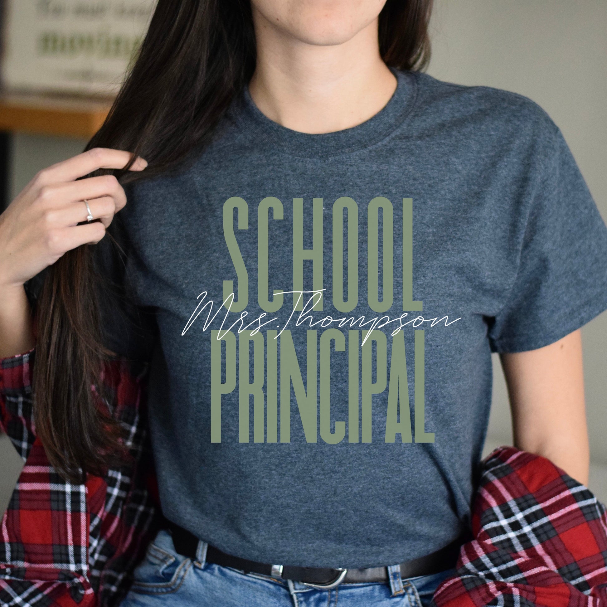 School Principal T-Shirt gift School director Customized Unisex tee Black Navy Dark Heather-Dark Heather-Family-Gift-Planet