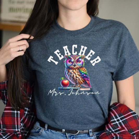 Teacher funny Personalized Unisex T-shirt Custom Elementary school teacher Black-Dark Heather-Family-Gift-Planet