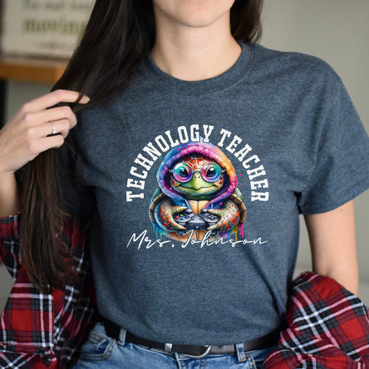 Technology teacher funny Personalized Unisex T-shirt Custom computer science Black-Dark Heather-Family-Gift-Planet